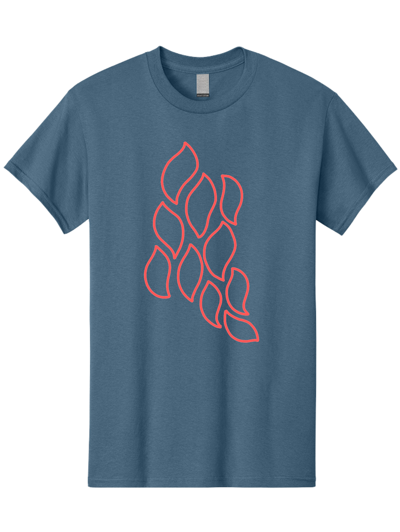 Red-Grapes Men'S Graphic Tee, 100% Cotton, Comfortable Casual Summer Wear, Machine Washable, Pink Leaves, Leafy Branch, Minimalist Design, Simple Shapes, Floral Element, Whimsical Art, Digital Illustration, Modern Graphics Aab787