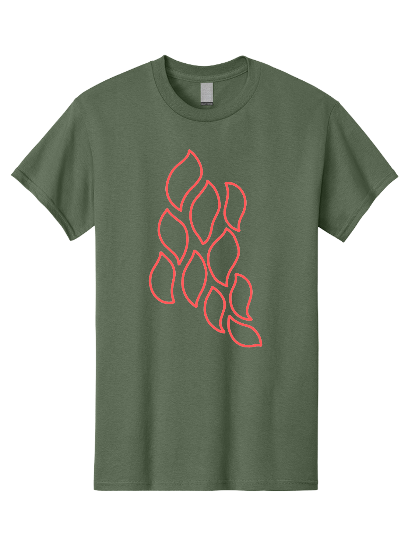 Red-Grapes Men'S Graphic Tee, 100% Cotton, Comfortable Casual Summer Wear, Machine Washable, Pink Leaves, Leafy Branch, Minimalist Design, Simple Shapes, Floral Element, Whimsical Art, Digital Illustration, Modern Graphics Aab787