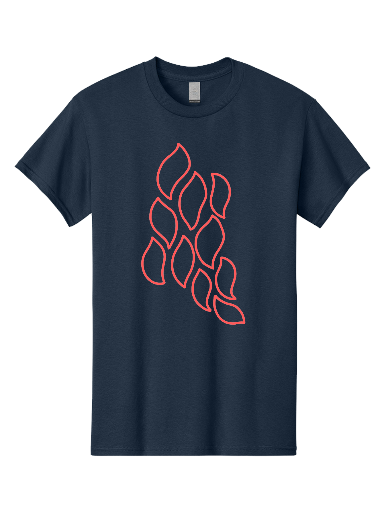 Red-Grapes Men'S Graphic Tee, 100% Cotton, Comfortable Casual Summer Wear, Machine Washable, Pink Leaves, Leafy Branch, Minimalist Design, Simple Shapes, Floral Element, Whimsical Art, Digital Illustration, Modern Graphics Aab787