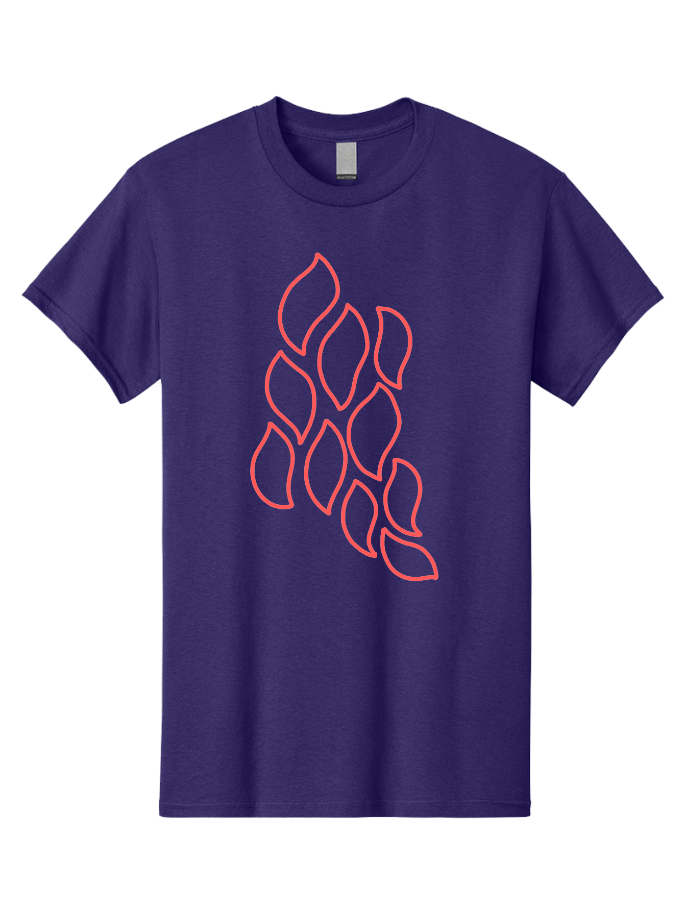 Red-Grapes Men'S Graphic Tee, 100% Cotton, Comfortable Casual Summer Wear, Machine Washable, Pink Leaves, Leafy Branch, Minimalist Design, Simple Shapes, Floral Element, Whimsical Art, Digital Illustration, Modern Graphics Aab787