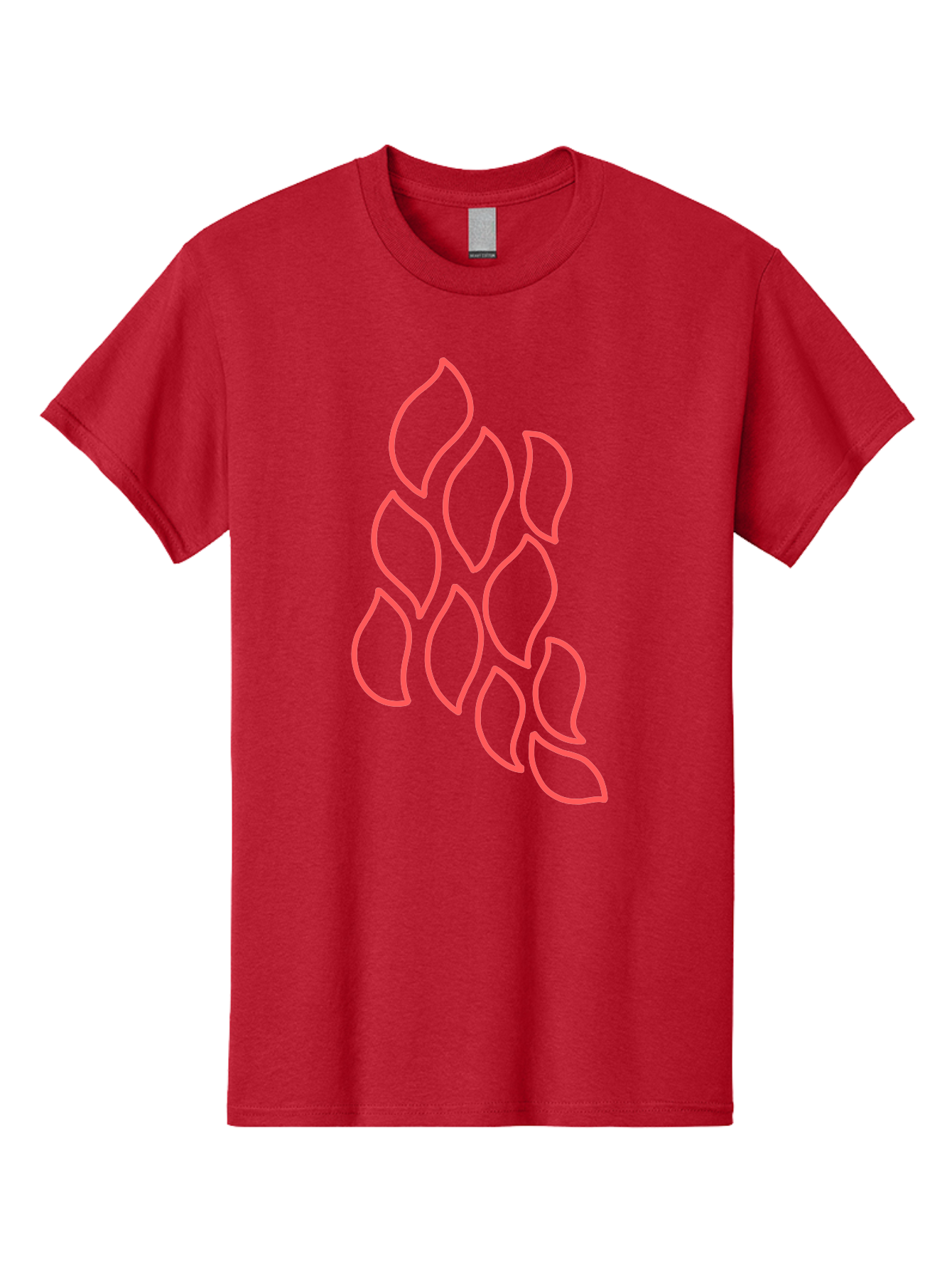 Red-Grapes Men'S Graphic Tee, 100% Cotton, Comfortable Casual Summer Wear, Machine Washable, Pink Leaves, Leafy Branch, Minimalist Design, Simple Shapes, Floral Element, Whimsical Art, Digital Illustration, Modern Graphics Aab787