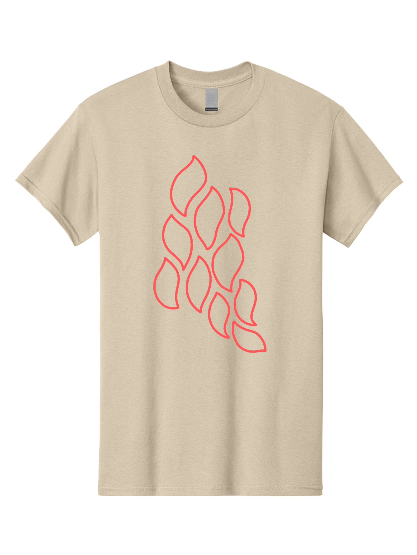Red-Grapes Men'S Graphic Tee, 100% Cotton, Comfortable Casual Summer Wear, Machine Washable, Pink Leaves, Leafy Branch, Minimalist Design, Simple Shapes, Floral Element, Whimsical Art, Digital Illustration, Modern Graphics Aab787