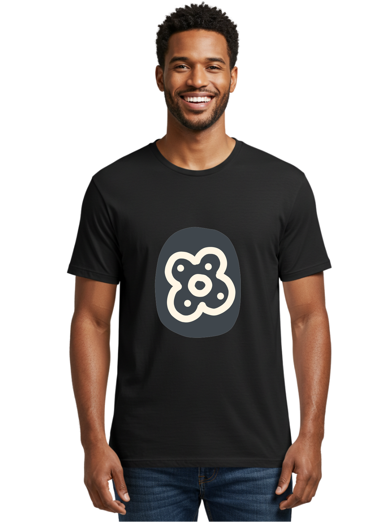Rounded-Square-Logo Men'S Graphic Tee, 100% Cotton, Comfortable Casual Summer Wear, Machine Washable, Paw Print, Dog Paw, Pet Care, Animal Tracking, Pet Grooming, Pet Accessories, Pet Love Aab791