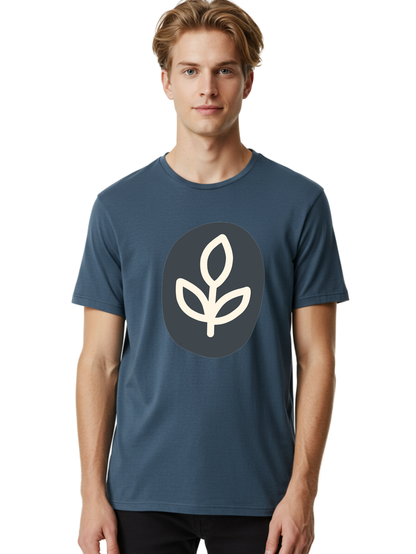 Sprouting-Seedling Men'S Graphic Tee, 100% Cotton, Comfortable Casual Summer Wear, Machine Washable, Simple Icon, Plant Symbol, Eco-Friendly Design, Minimalistic Style, Seedling Graphic, Nature-Inspired, White Plant On Dark Gray, Aab792