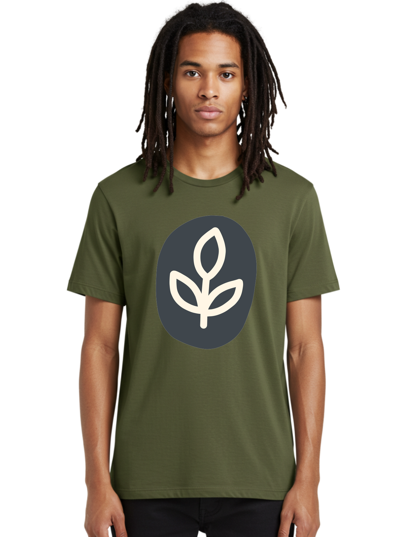 Sprouting-Seedling Men'S Graphic Tee, 100% Cotton, Comfortable Casual Summer Wear, Machine Washable, Simple Icon, Plant Symbol, Eco-Friendly Design, Minimalistic Style, Seedling Graphic, Nature-Inspired, White Plant On Dark Gray, Aab792