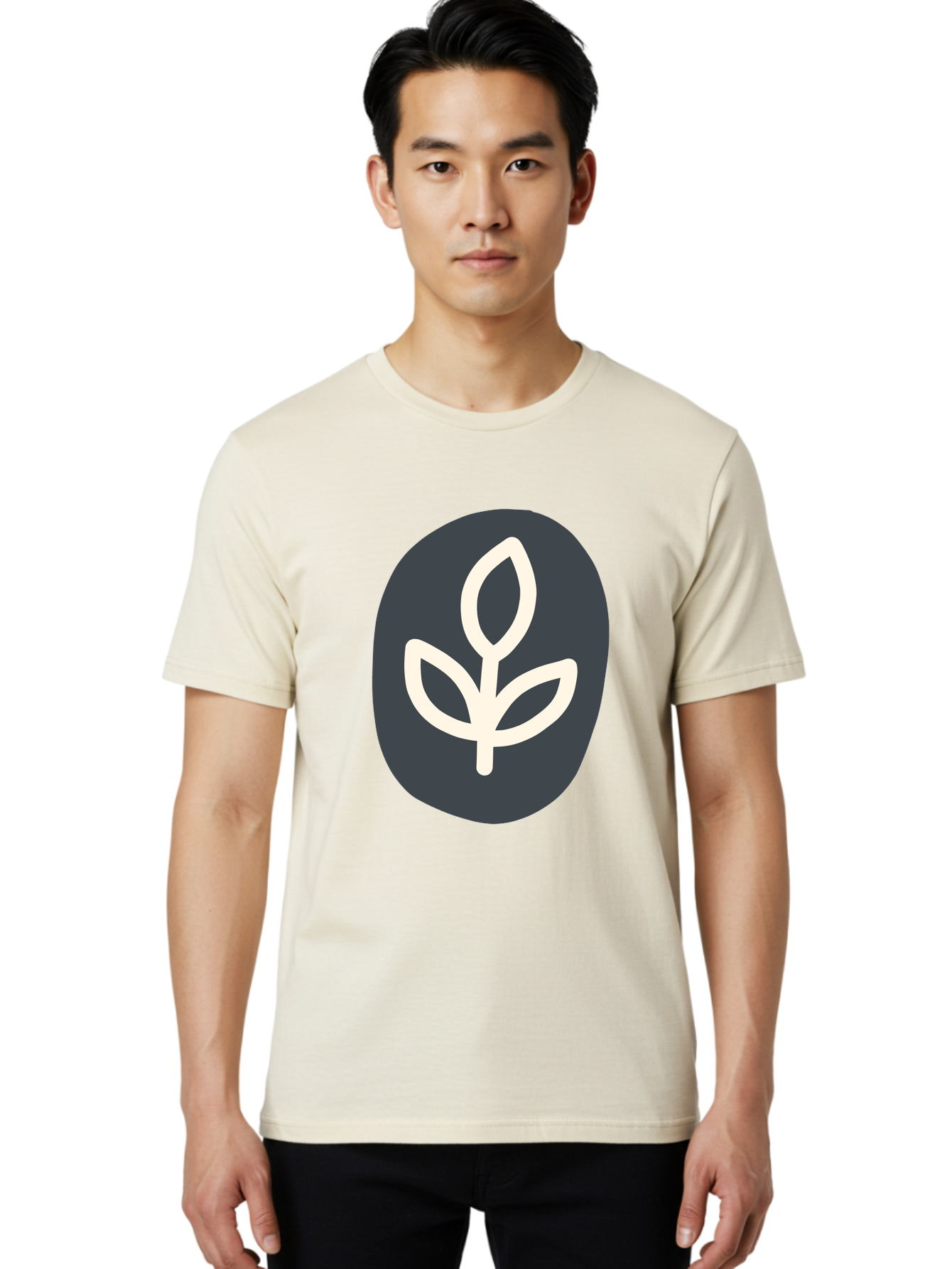 Sprouting-Seedling Men'S Graphic Tee, 100% Cotton, Comfortable Casual Summer Wear, Machine Washable, Simple Icon, Plant Symbol, Eco-Friendly Design, Minimalistic Style, Seedling Graphic, Nature-Inspired, White Plant On Dark Gray, Aab792