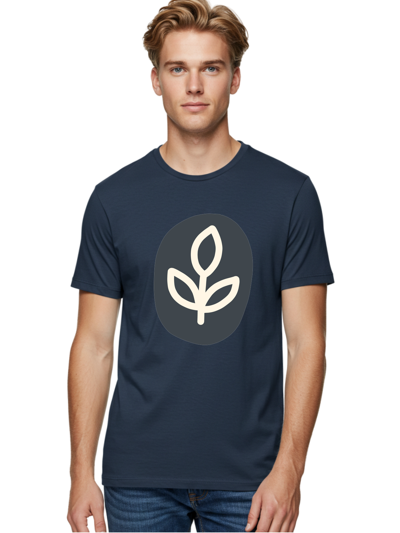 Sprouting-Seedling Men'S Graphic Tee, 100% Cotton, Comfortable Casual Summer Wear, Machine Washable, Simple Icon, Plant Symbol, Eco-Friendly Design, Minimalistic Style, Seedling Graphic, Nature-Inspired, White Plant On Dark Gray, Aab792
