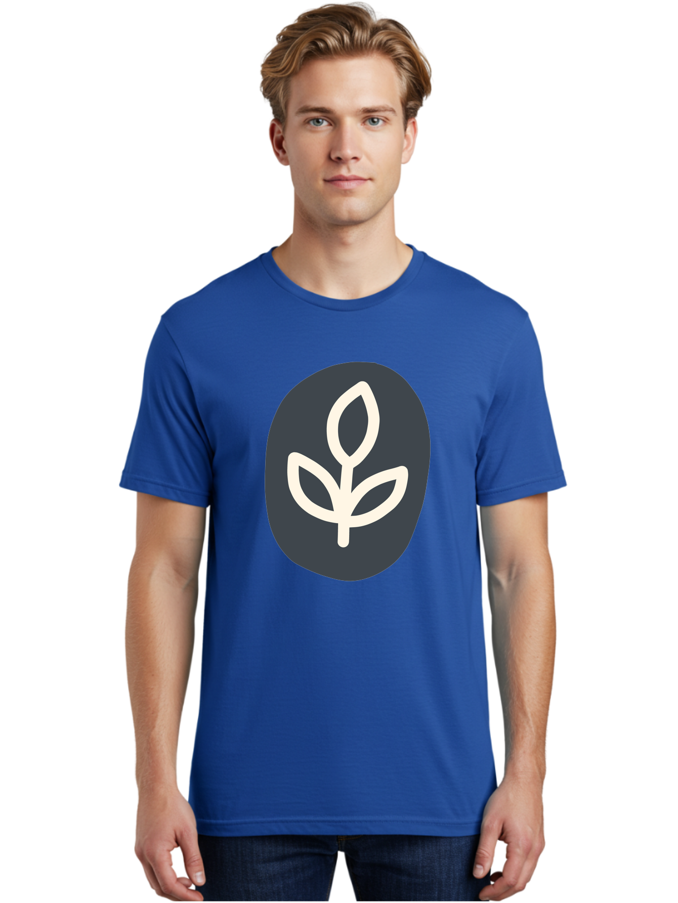 Sprouting-Seedling Men'S Graphic Tee, 100% Cotton, Comfortable Casual Summer Wear, Machine Washable, Simple Icon, Plant Symbol, Eco-Friendly Design, Minimalistic Style, Seedling Graphic, Nature-Inspired, White Plant On Dark Gray, Aab792