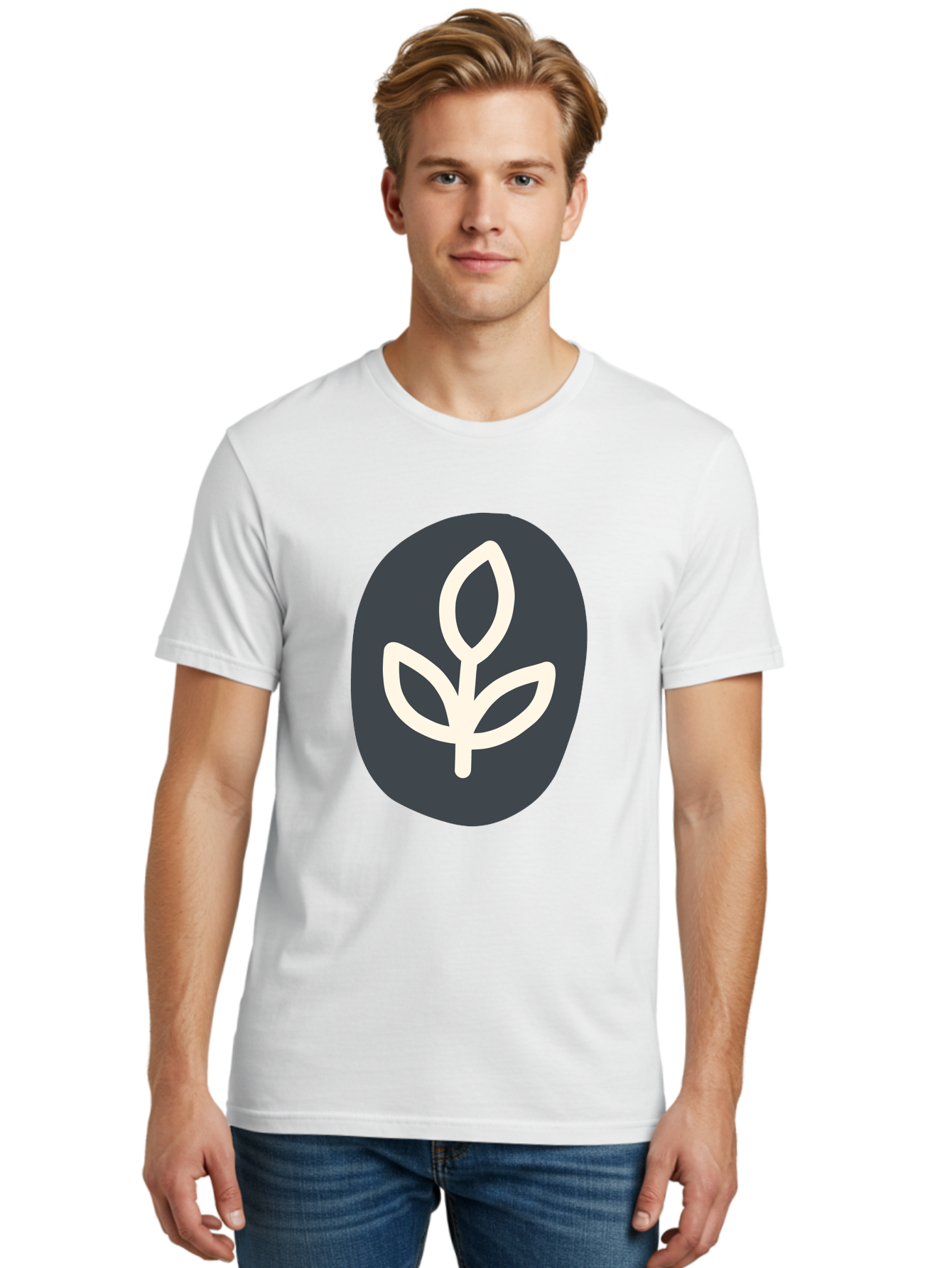 Sprouting-Seedling Men'S Graphic Tee, 100% Cotton, Comfortable Casual Summer Wear, Machine Washable, Simple Icon, Plant Symbol, Eco-Friendly Design, Minimalistic Style, Seedling Graphic, Nature-Inspired, White Plant On Dark Gray, Aab792