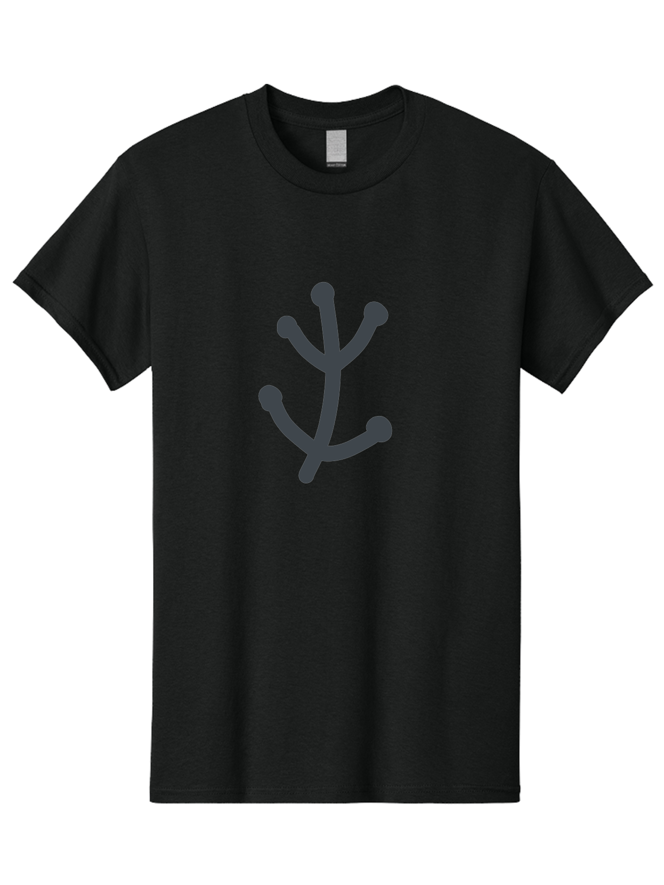 Stylized-Branch Men'S Graphic Tee, 100% Cotton, Comfortable Casual Summer Wear, Machine Washable, Stylized Trident Symbol, Dark Gray Icon, Minimalist Design, Abstract Shape, Futuristic Logo, Simple Graphics, Monochrome Icon, Symbolic Imagery, Aab794