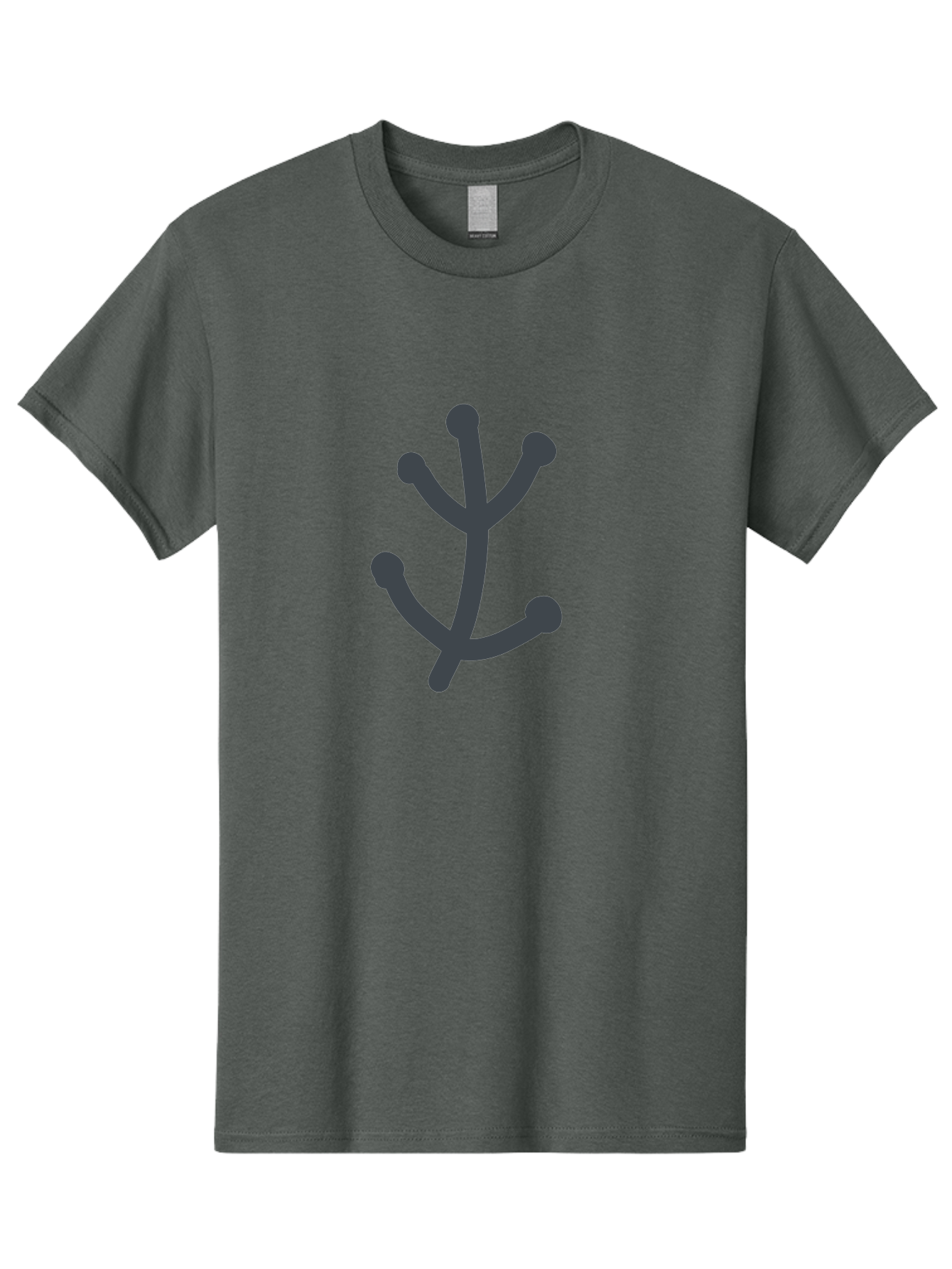 Stylized-Branch Men'S Graphic Tee, 100% Cotton, Comfortable Casual Summer Wear, Machine Washable, Stylized Trident Symbol, Dark Gray Icon, Minimalist Design, Abstract Shape, Futuristic Logo, Simple Graphics, Monochrome Icon, Symbolic Imagery, Aab794