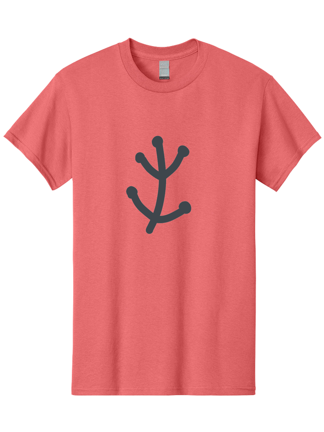 Stylized-Branch Men'S Graphic Tee, 100% Cotton, Comfortable Casual Summer Wear, Machine Washable, Stylized Trident Symbol, Dark Gray Icon, Minimalist Design, Abstract Shape, Futuristic Logo, Simple Graphics, Monochrome Icon, Symbolic Imagery, Aab794