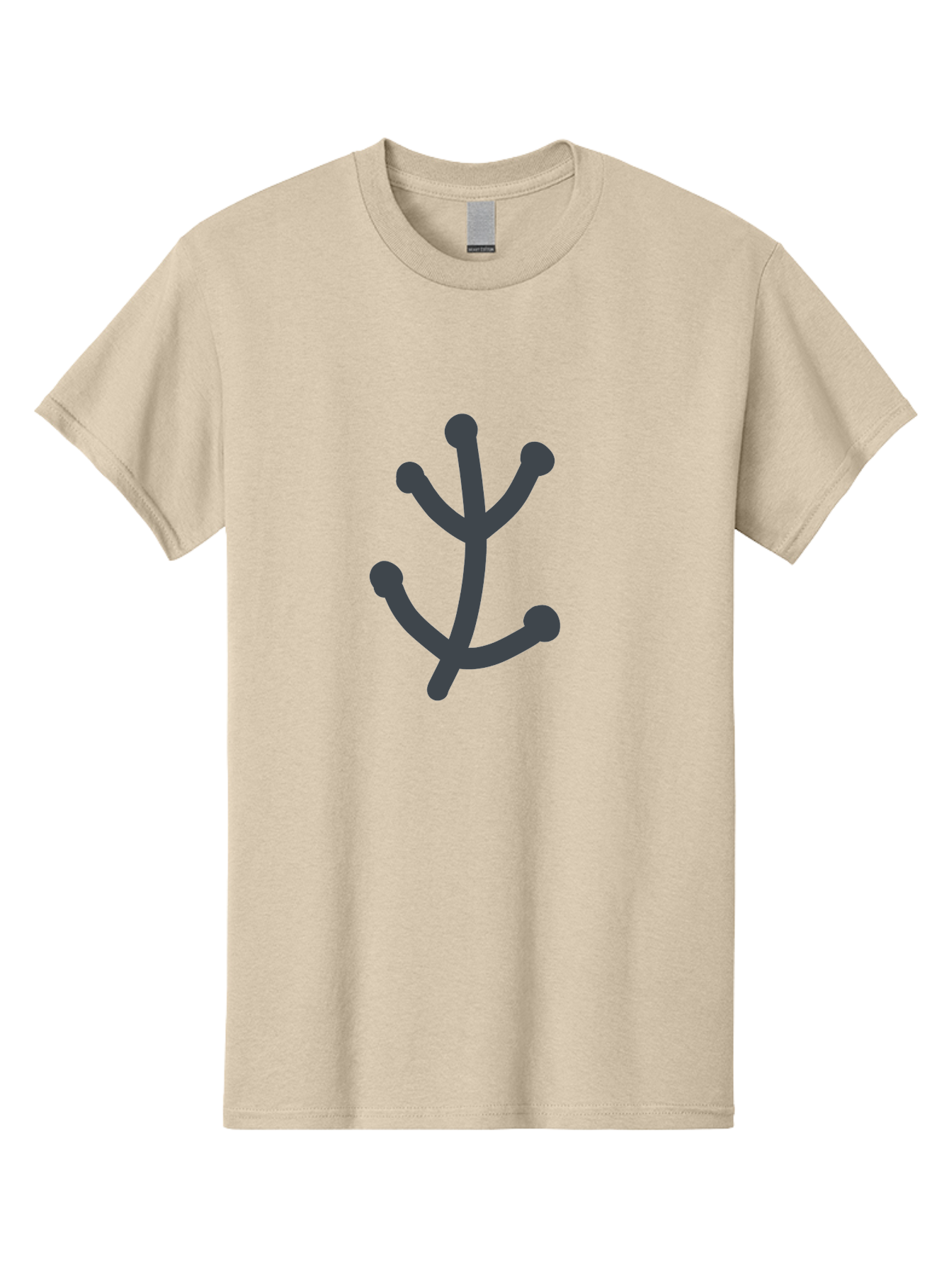 Stylized-Branch Men'S Graphic Tee, 100% Cotton, Comfortable Casual Summer Wear, Machine Washable, Stylized Trident Symbol, Dark Gray Icon, Minimalist Design, Abstract Shape, Futuristic Logo, Simple Graphics, Monochrome Icon, Symbolic Imagery, Aab794
