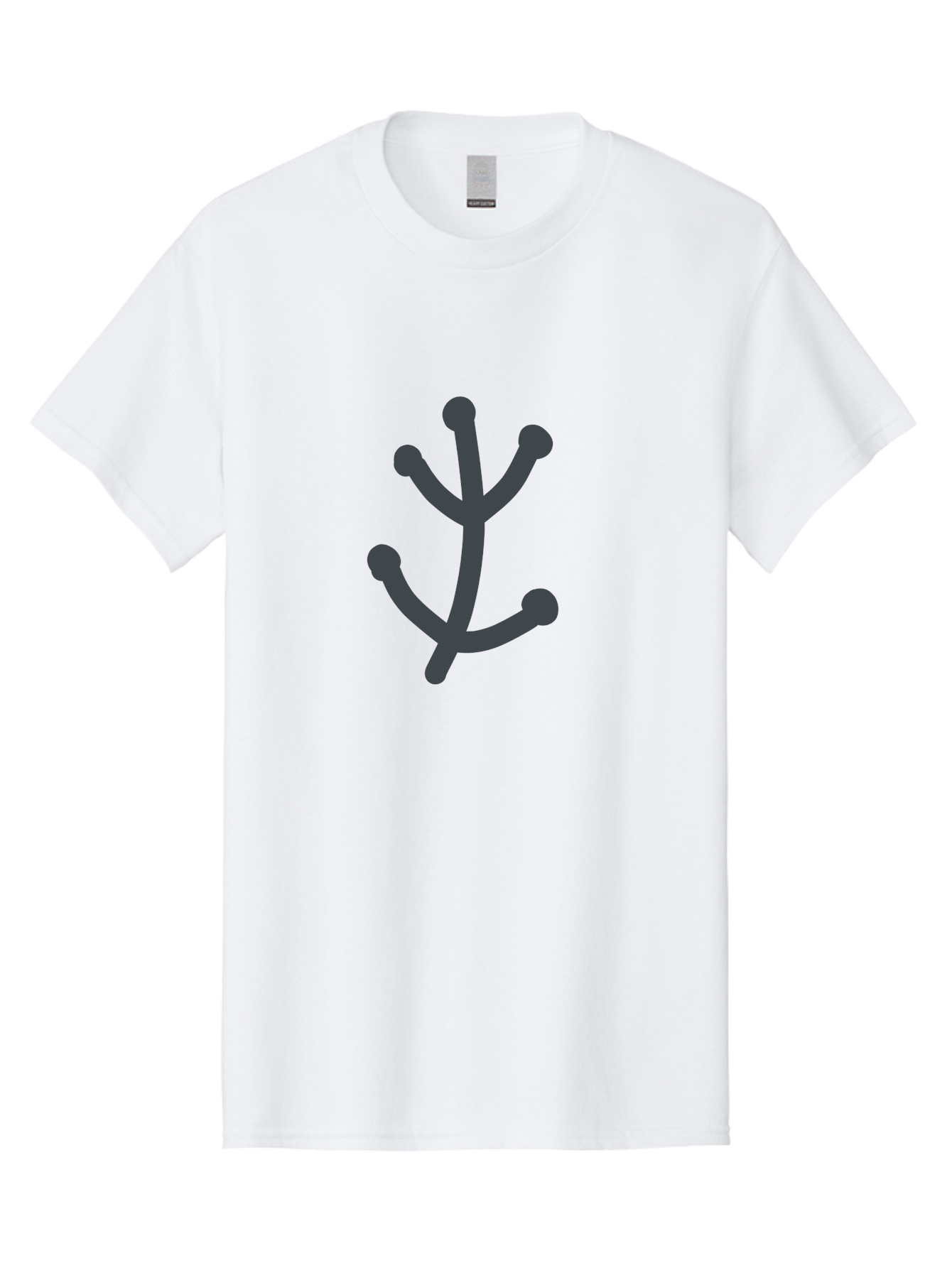 Stylized-Branch Men'S Graphic Tee, 100% Cotton, Comfortable Casual Summer Wear, Machine Washable, Stylized Trident Symbol, Dark Gray Icon, Minimalist Design, Abstract Shape, Futuristic Logo, Simple Graphics, Monochrome Icon, Symbolic Imagery, Aab794