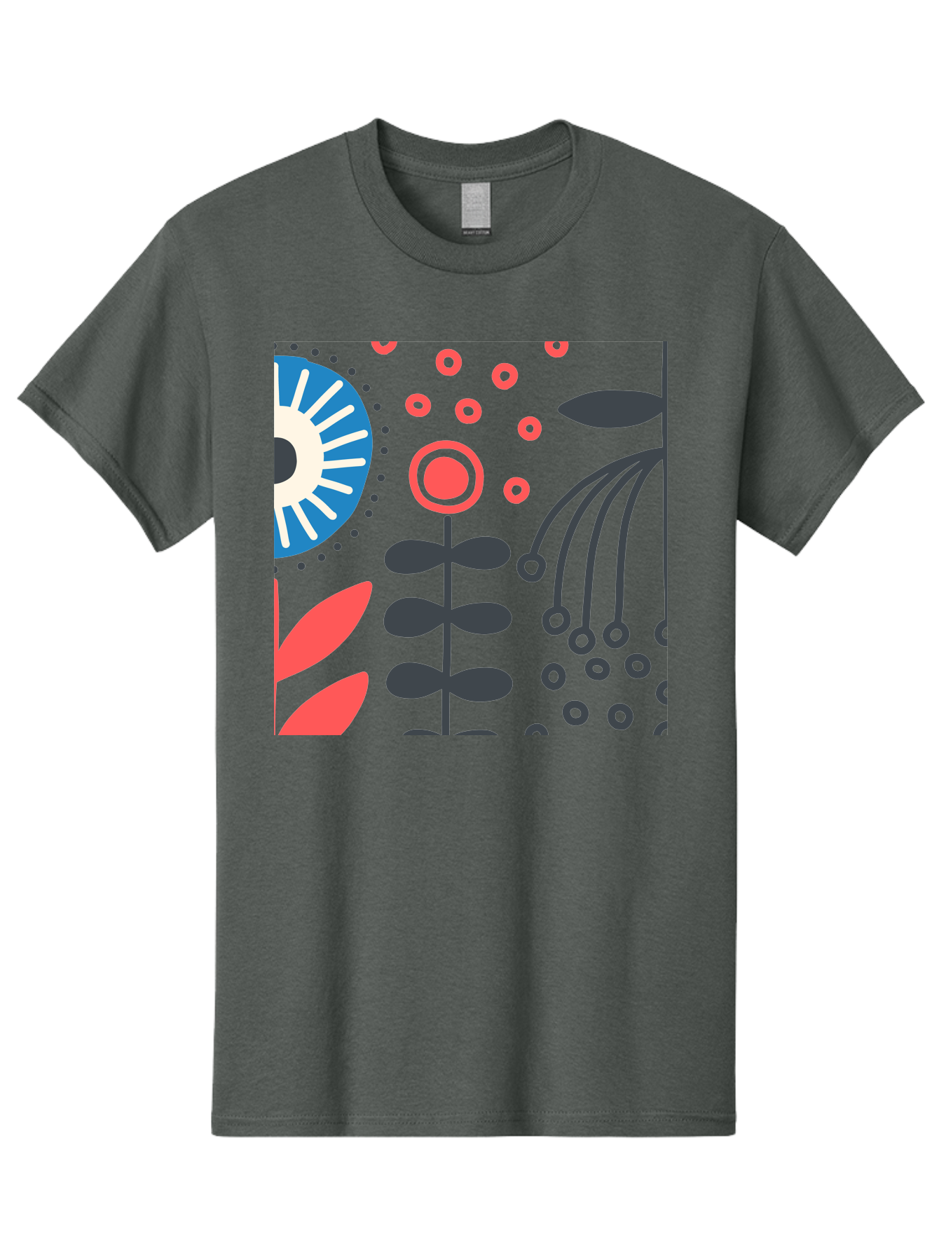 Sun-Icon-Floral Men'S Graphic Tee, 100% Cotton, Comfortable Casual Summer Wear, Machine Washable, Stylish Floral Pattern, Abstract Art, Eye-Catching Design, Minimalist Style, Bold Graphics, Contemporary Illustration, Floral Elements, Aab796