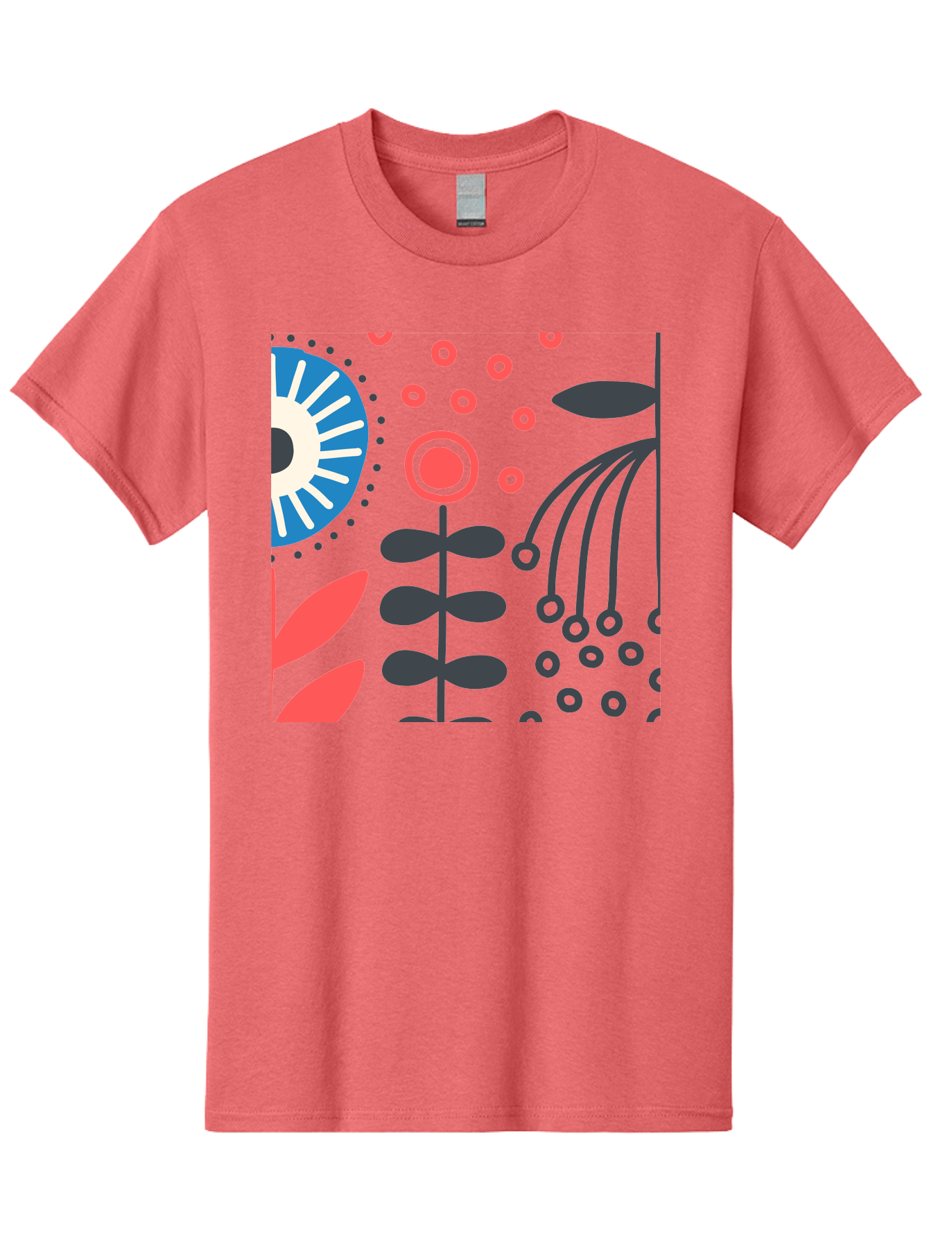 Sun-Icon-Floral Men'S Graphic Tee, 100% Cotton, Comfortable Casual Summer Wear, Machine Washable, Stylish Floral Pattern, Abstract Art, Eye-Catching Design, Minimalist Style, Bold Graphics, Contemporary Illustration, Floral Elements, Aab796