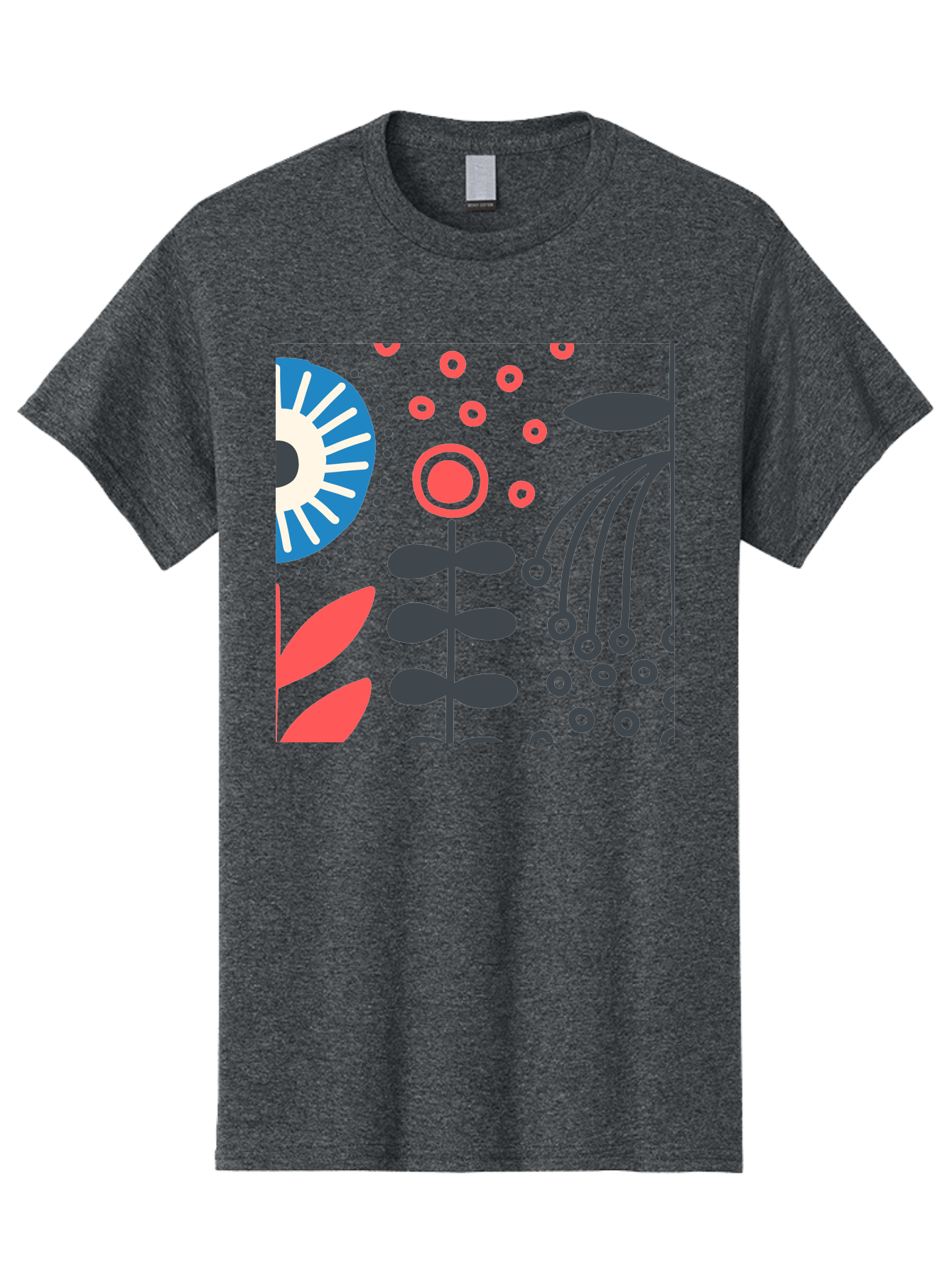 Sun-Icon-Floral Men'S Graphic Tee, 100% Cotton, Comfortable Casual Summer Wear, Machine Washable, Stylish Floral Pattern, Abstract Art, Eye-Catching Design, Minimalist Style, Bold Graphics, Contemporary Illustration, Floral Elements, Aab796