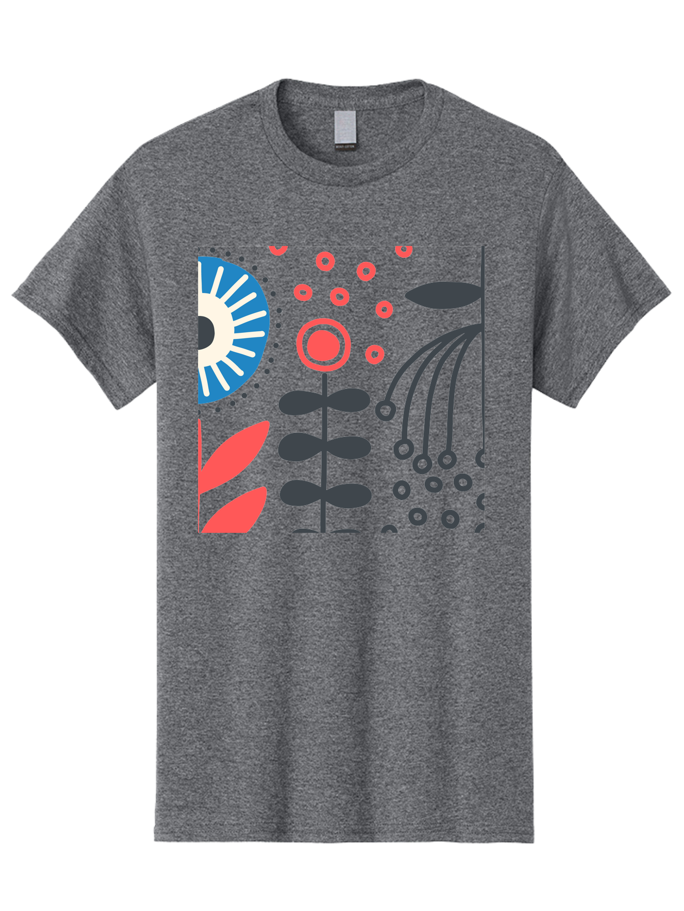 Sun-Icon-Floral Men'S Graphic Tee, 100% Cotton, Comfortable Casual Summer Wear, Machine Washable, Stylish Floral Pattern, Abstract Art, Eye-Catching Design, Minimalist Style, Bold Graphics, Contemporary Illustration, Floral Elements, Aab796