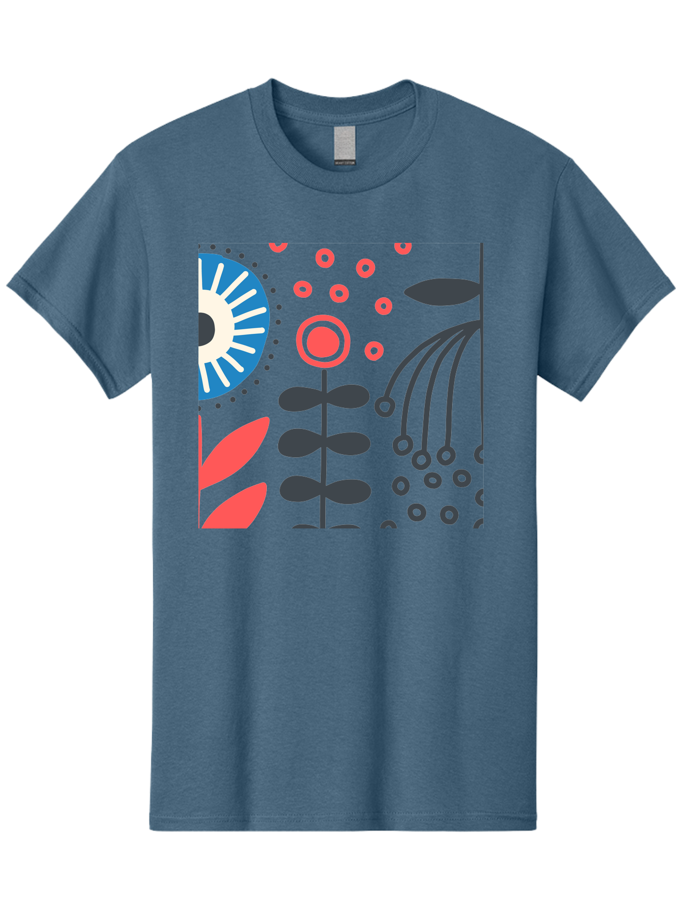 Sun-Icon-Floral Men'S Graphic Tee, 100% Cotton, Comfortable Casual Summer Wear, Machine Washable, Stylish Floral Pattern, Abstract Art, Eye-Catching Design, Minimalist Style, Bold Graphics, Contemporary Illustration, Floral Elements, Aab796