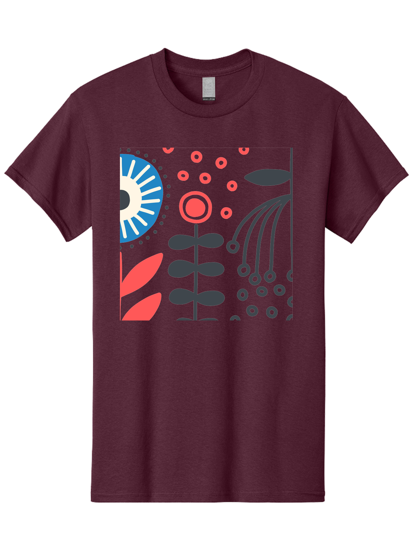 Sun-Icon-Floral Men'S Graphic Tee, 100% Cotton, Comfortable Casual Summer Wear, Machine Washable, Stylish Floral Pattern, Abstract Art, Eye-Catching Design, Minimalist Style, Bold Graphics, Contemporary Illustration, Floral Elements, Aab796