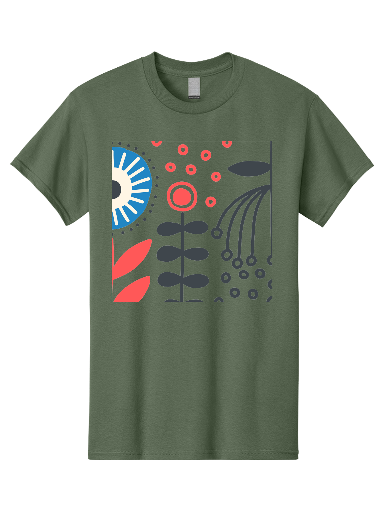 Sun-Icon-Floral Men'S Graphic Tee, 100% Cotton, Comfortable Casual Summer Wear, Machine Washable, Stylish Floral Pattern, Abstract Art, Eye-Catching Design, Minimalist Style, Bold Graphics, Contemporary Illustration, Floral Elements, Aab796