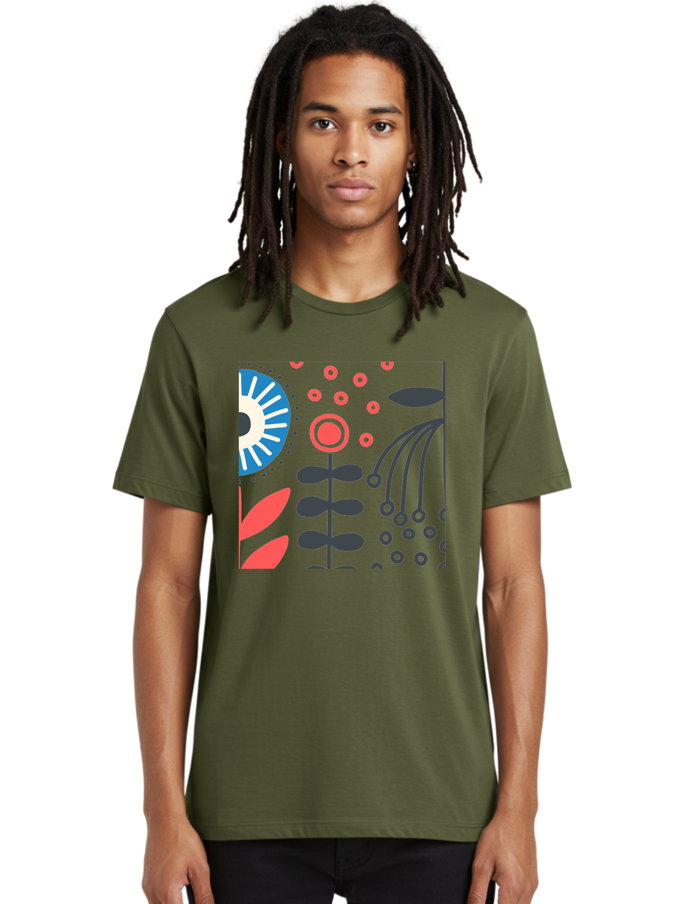 Sun-Icon-Floral Men'S Graphic Tee, 100% Cotton, Comfortable Casual Summer Wear, Machine Washable, Stylish Floral Pattern, Abstract Art, Eye-Catching Design, Minimalist Style, Bold Graphics, Contemporary Illustration, Floral Elements, Aab796
