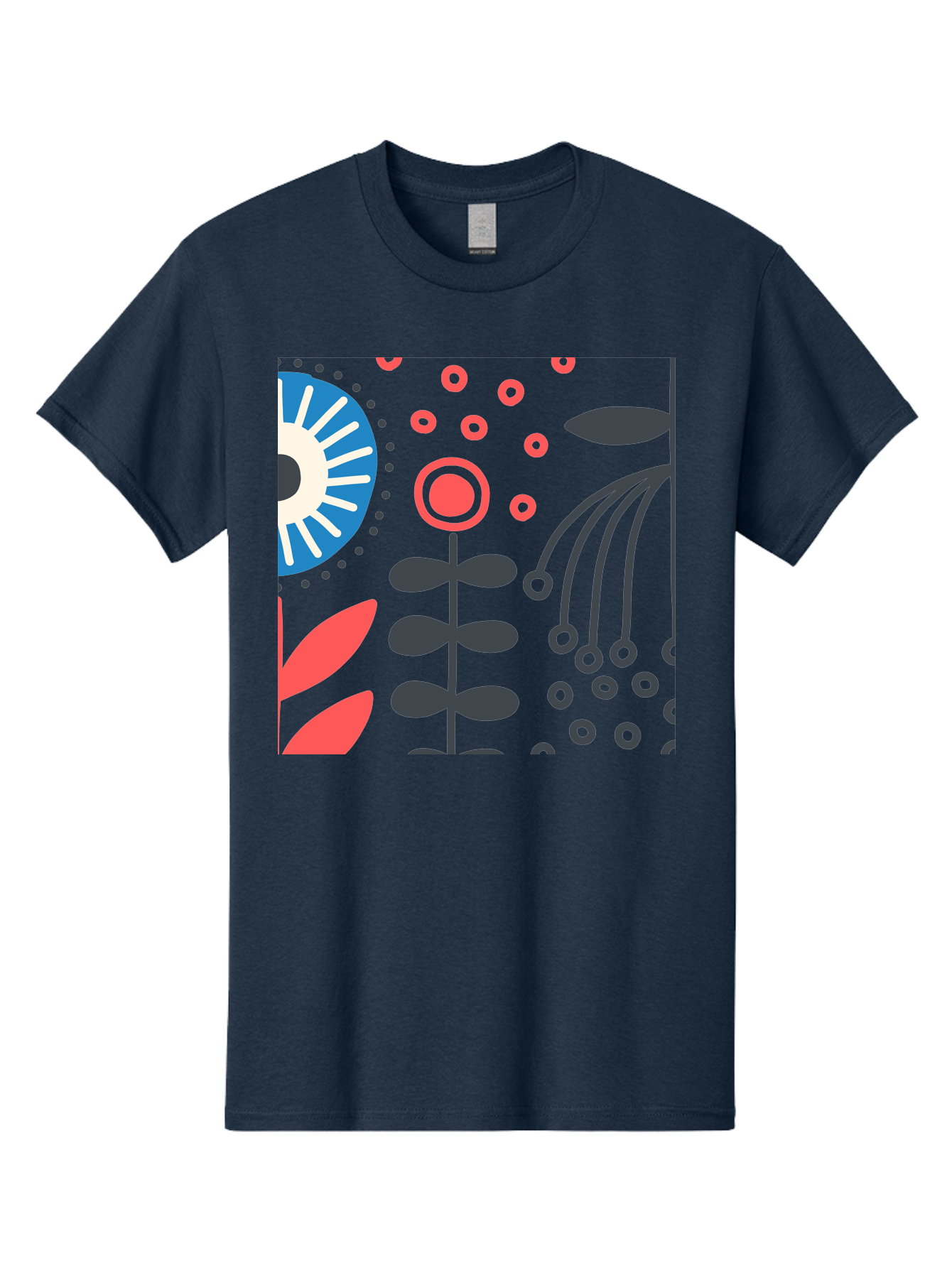 Sun-Icon-Floral Men'S Graphic Tee, 100% Cotton, Comfortable Casual Summer Wear, Machine Washable, Stylish Floral Pattern, Abstract Art, Eye-Catching Design, Minimalist Style, Bold Graphics, Contemporary Illustration, Floral Elements, Aab796