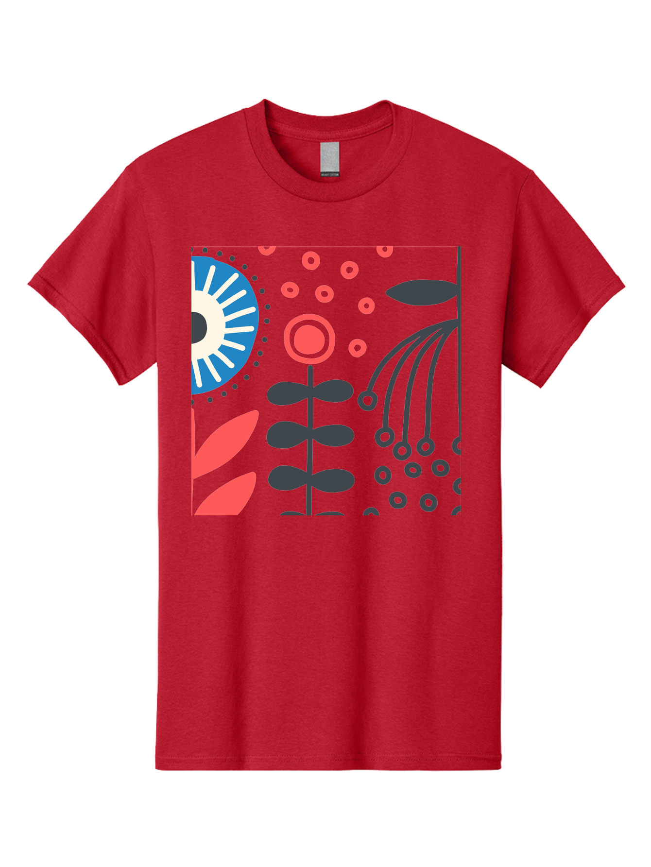 Sun-Icon-Floral Men'S Graphic Tee, 100% Cotton, Comfortable Casual Summer Wear, Machine Washable, Stylish Floral Pattern, Abstract Art, Eye-Catching Design, Minimalist Style, Bold Graphics, Contemporary Illustration, Floral Elements, Aab796