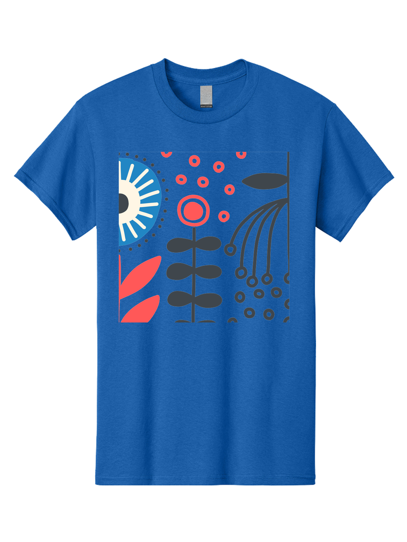 Sun-Icon-Floral Men'S Graphic Tee, 100% Cotton, Comfortable Casual Summer Wear, Machine Washable, Stylish Floral Pattern, Abstract Art, Eye-Catching Design, Minimalist Style, Bold Graphics, Contemporary Illustration, Floral Elements, Aab796