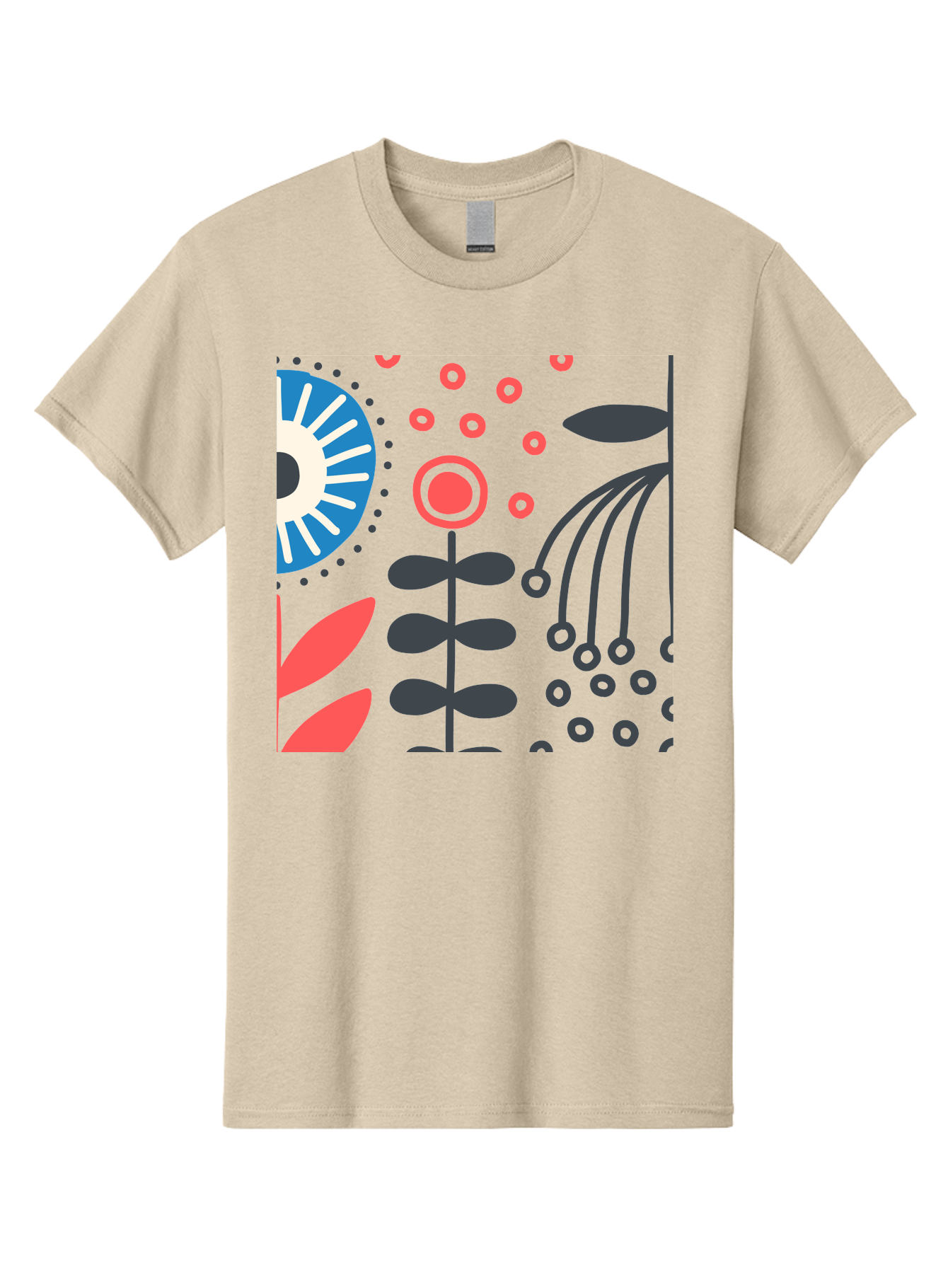 Sun-Icon-Floral Men'S Graphic Tee, 100% Cotton, Comfortable Casual Summer Wear, Machine Washable, Stylish Floral Pattern, Abstract Art, Eye-Catching Design, Minimalist Style, Bold Graphics, Contemporary Illustration, Floral Elements, Aab796