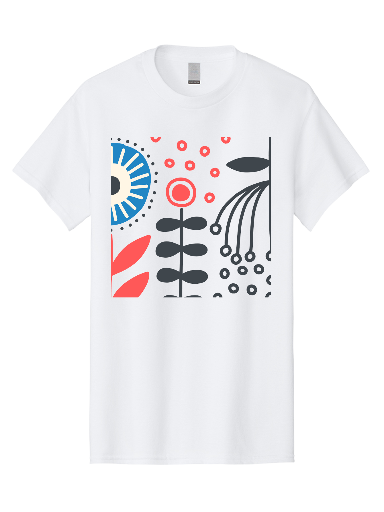 Sun-Icon-Floral Men'S Graphic Tee, 100% Cotton, Comfortable Casual Summer Wear, Machine Washable, Stylish Floral Pattern, Abstract Art, Eye-Catching Design, Minimalist Style, Bold Graphics, Contemporary Illustration, Floral Elements, Aab796