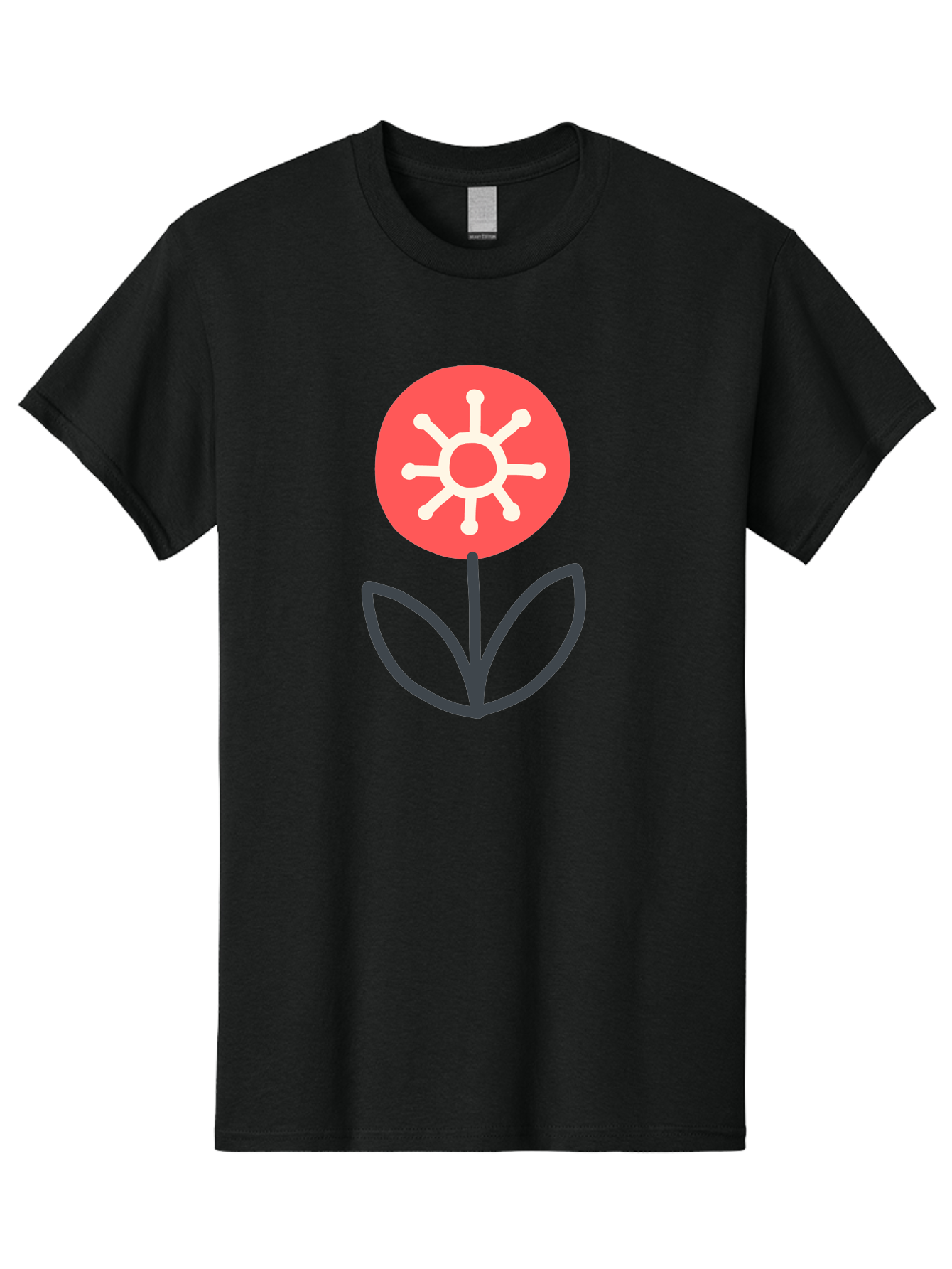Sunflower-Icon Men'S Graphic Tee, 100% Cotton, Comfortable Casual Summer Wear, Machine Washable, Stylized Sunflower, Simple Flower Design, Abstract Sun Symbol, Red And White Colors, Minimalist Logo, Floral Icon, Modern Graphic Aab797