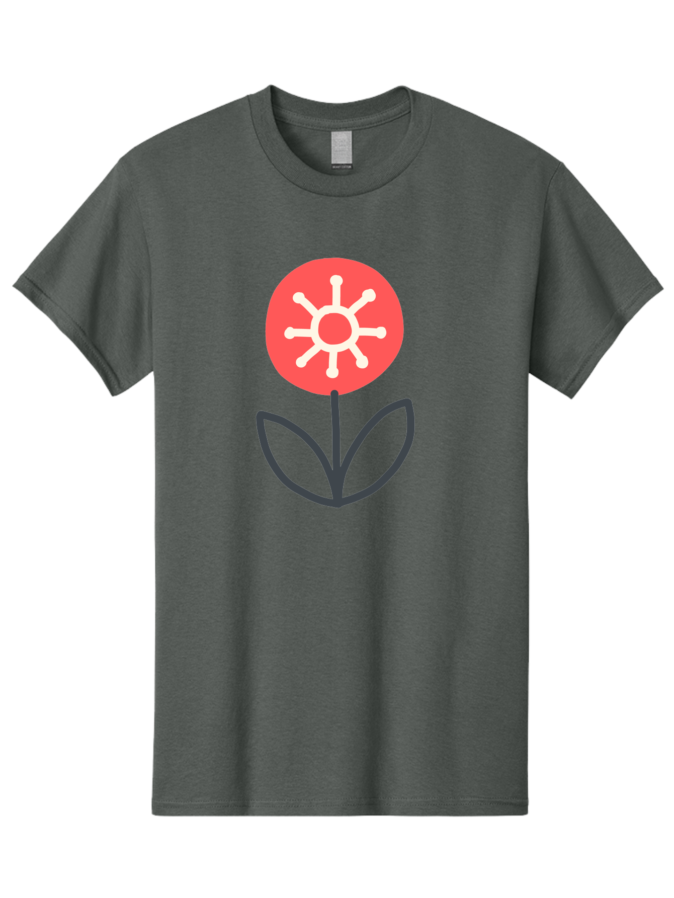 Sunflower-Icon Men'S Graphic Tee, 100% Cotton, Comfortable Casual Summer Wear, Machine Washable, Stylized Sunflower, Simple Flower Design, Abstract Sun Symbol, Red And White Colors, Minimalist Logo, Floral Icon, Modern Graphic Aab797