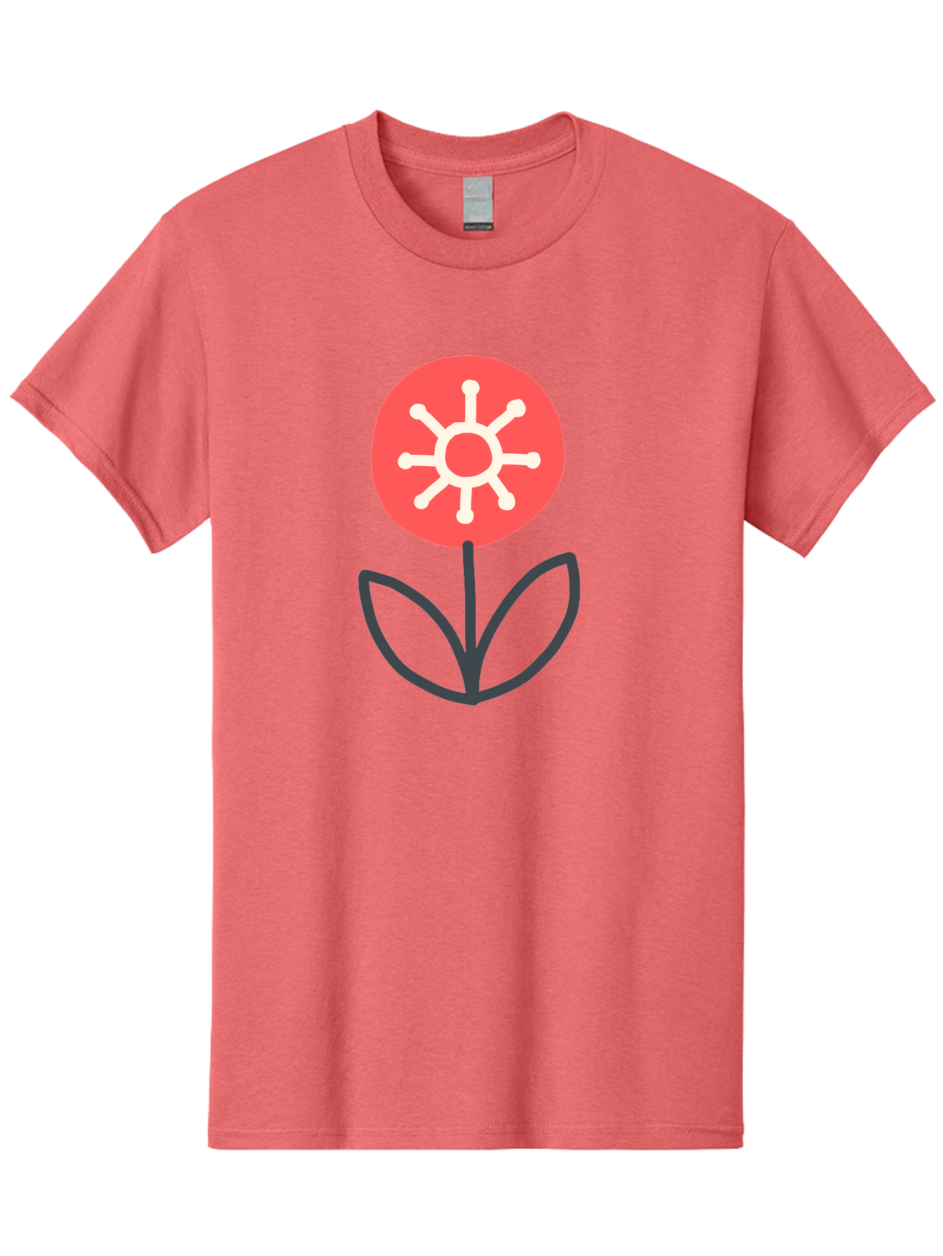 Sunflower-Icon Men'S Graphic Tee, 100% Cotton, Comfortable Casual Summer Wear, Machine Washable, Stylized Sunflower, Simple Flower Design, Abstract Sun Symbol, Red And White Colors, Minimalist Logo, Floral Icon, Modern Graphic Aab797