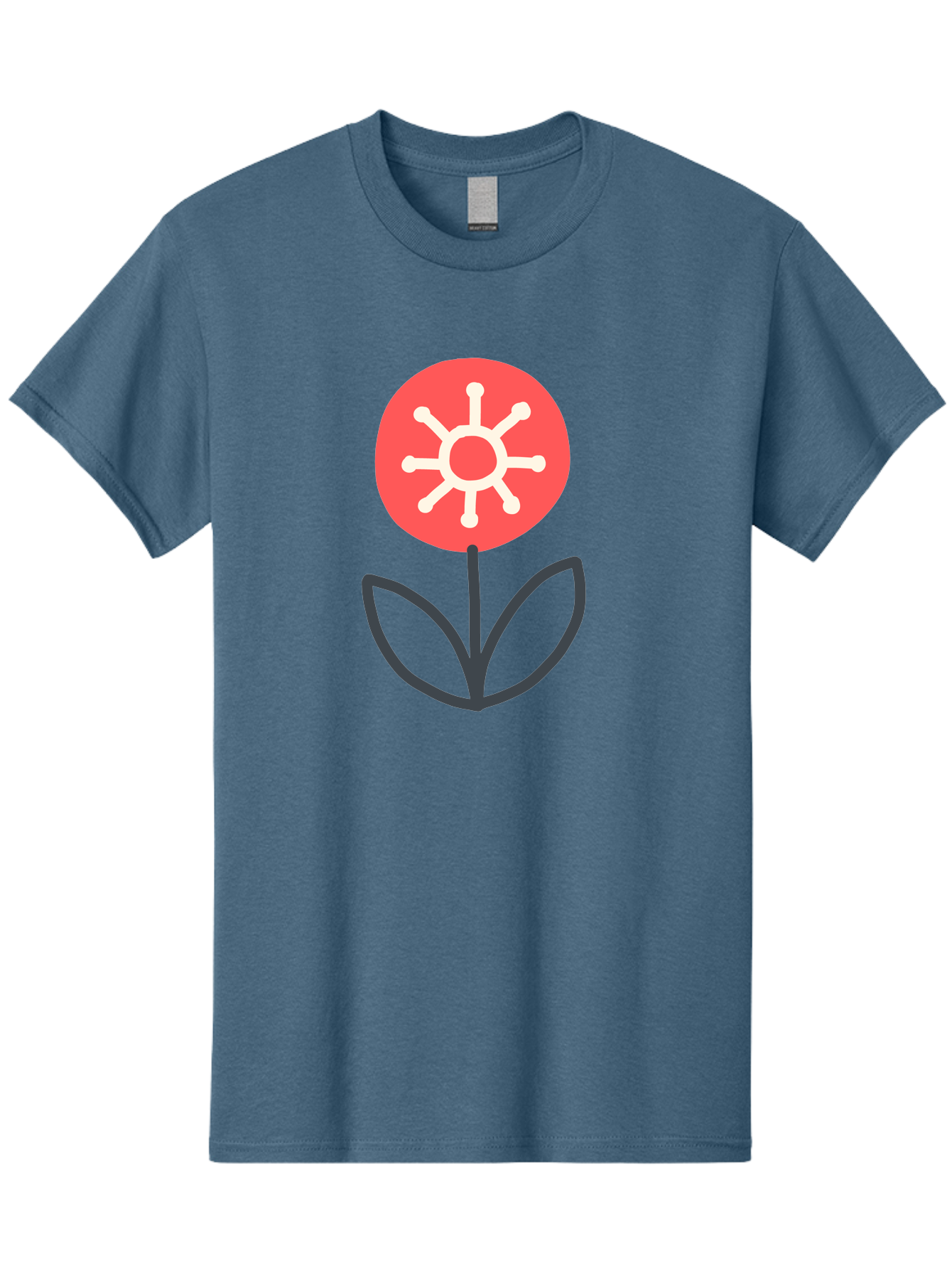 Sunflower-Icon Men'S Graphic Tee, 100% Cotton, Comfortable Casual Summer Wear, Machine Washable, Stylized Sunflower, Simple Flower Design, Abstract Sun Symbol, Red And White Colors, Minimalist Logo, Floral Icon, Modern Graphic Aab797