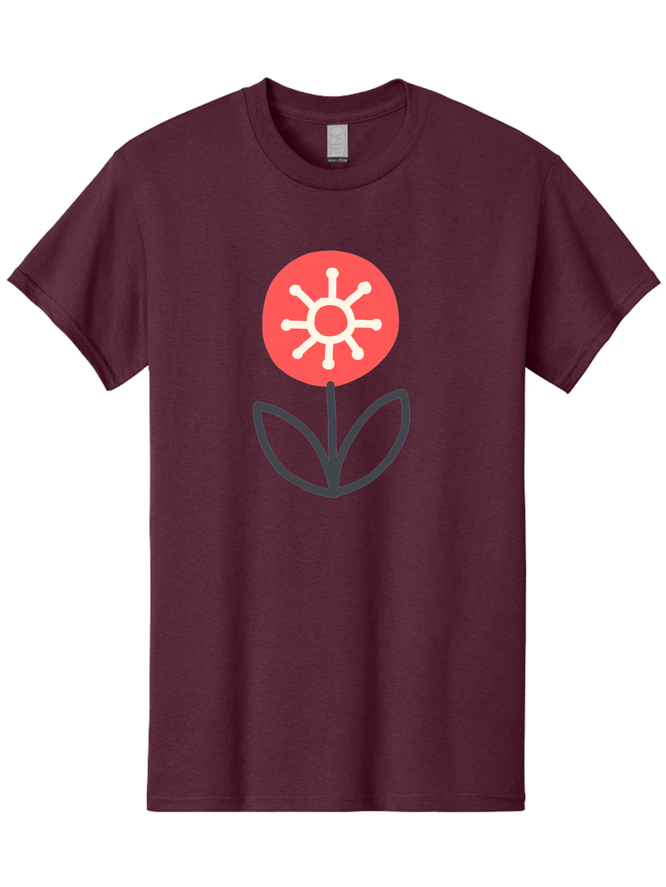 Sunflower-Icon Men'S Graphic Tee, 100% Cotton, Comfortable Casual Summer Wear, Machine Washable, Stylized Sunflower, Simple Flower Design, Abstract Sun Symbol, Red And White Colors, Minimalist Logo, Floral Icon, Modern Graphic Aab797