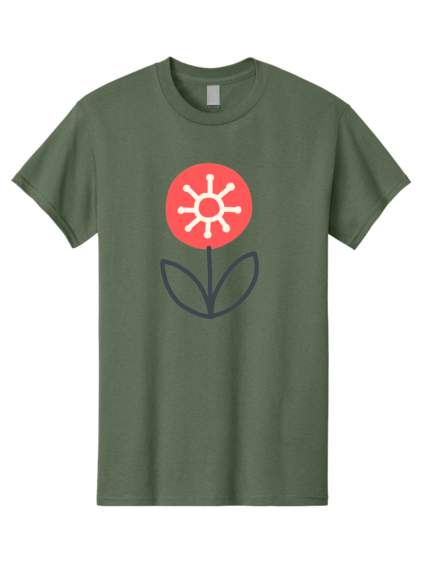 Sunflower-Icon Men'S Graphic Tee, 100% Cotton, Comfortable Casual Summer Wear, Machine Washable, Stylized Sunflower, Simple Flower Design, Abstract Sun Symbol, Red And White Colors, Minimalist Logo, Floral Icon, Modern Graphic Aab797