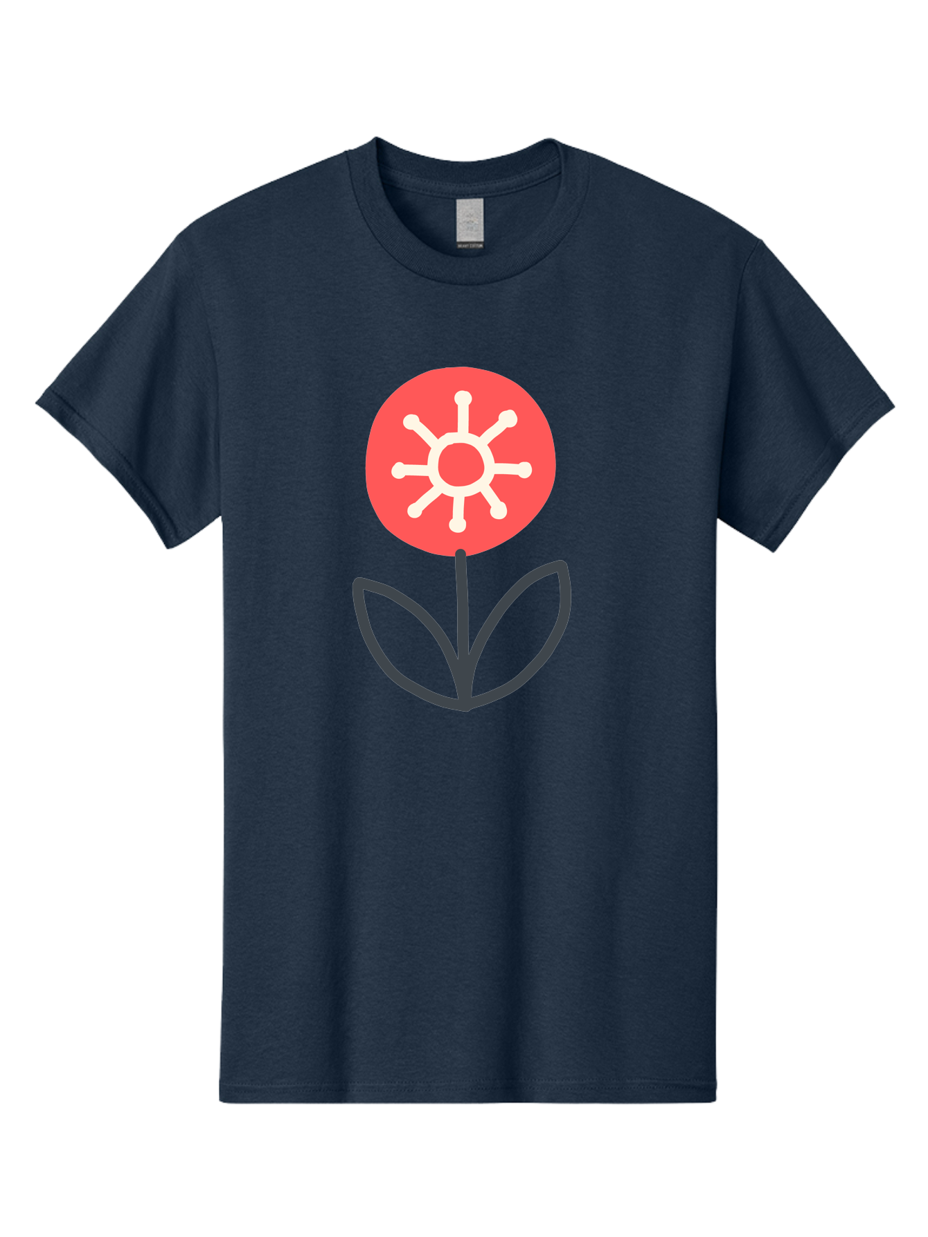 Sunflower-Icon Men'S Graphic Tee, 100% Cotton, Comfortable Casual Summer Wear, Machine Washable, Stylized Sunflower, Simple Flower Design, Abstract Sun Symbol, Red And White Colors, Minimalist Logo, Floral Icon, Modern Graphic Aab797