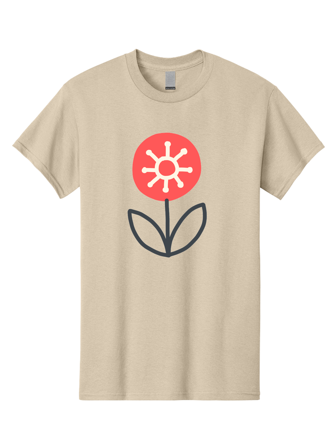 Sunflower-Icon Men'S Graphic Tee, 100% Cotton, Comfortable Casual Summer Wear, Machine Washable, Stylized Sunflower, Simple Flower Design, Abstract Sun Symbol, Red And White Colors, Minimalist Logo, Floral Icon, Modern Graphic Aab797