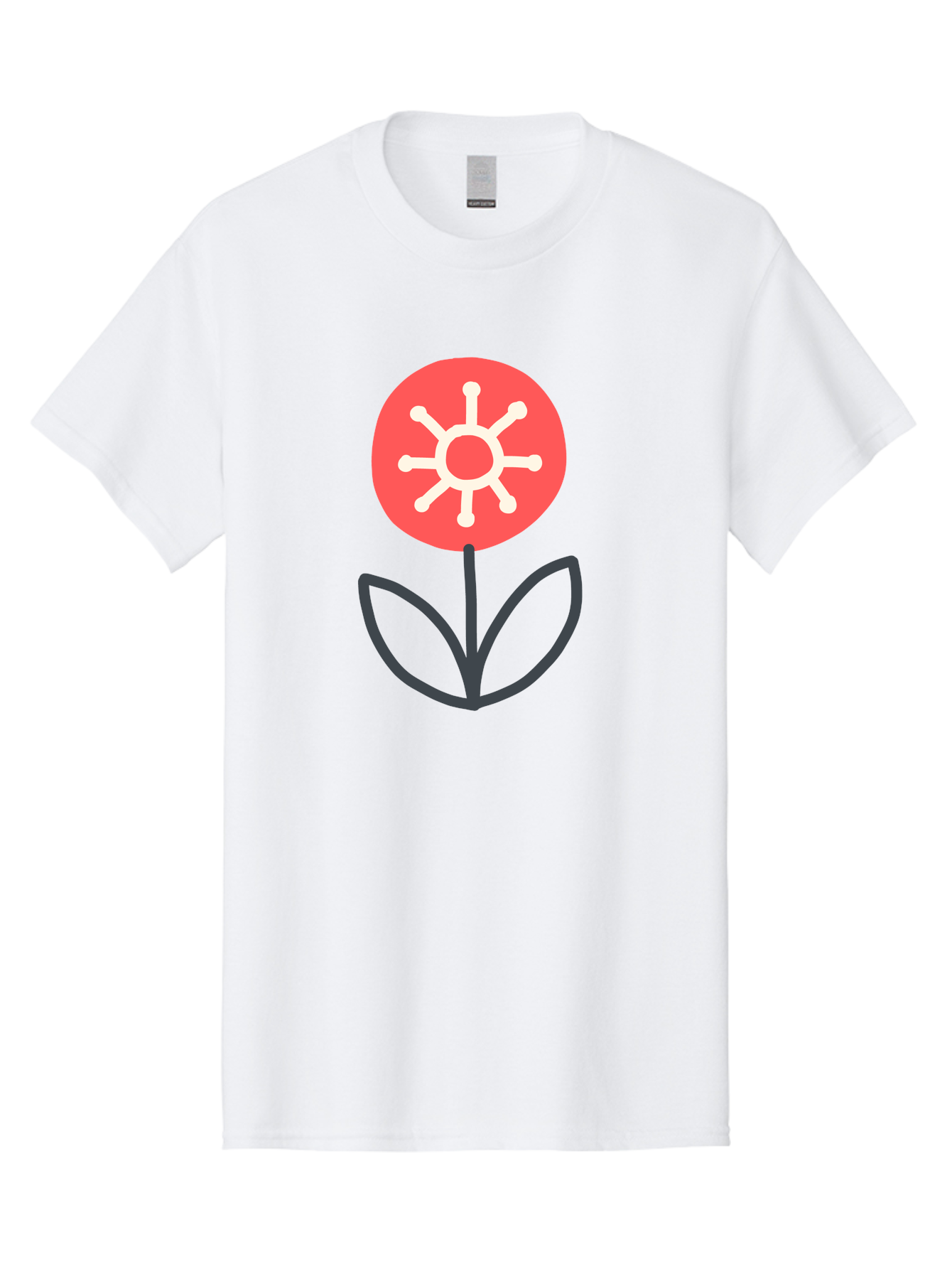 Sunflower-Icon Men'S Graphic Tee, 100% Cotton, Comfortable Casual Summer Wear, Machine Washable, Stylized Sunflower, Simple Flower Design, Abstract Sun Symbol, Red And White Colors, Minimalist Logo, Floral Icon, Modern Graphic Aab797