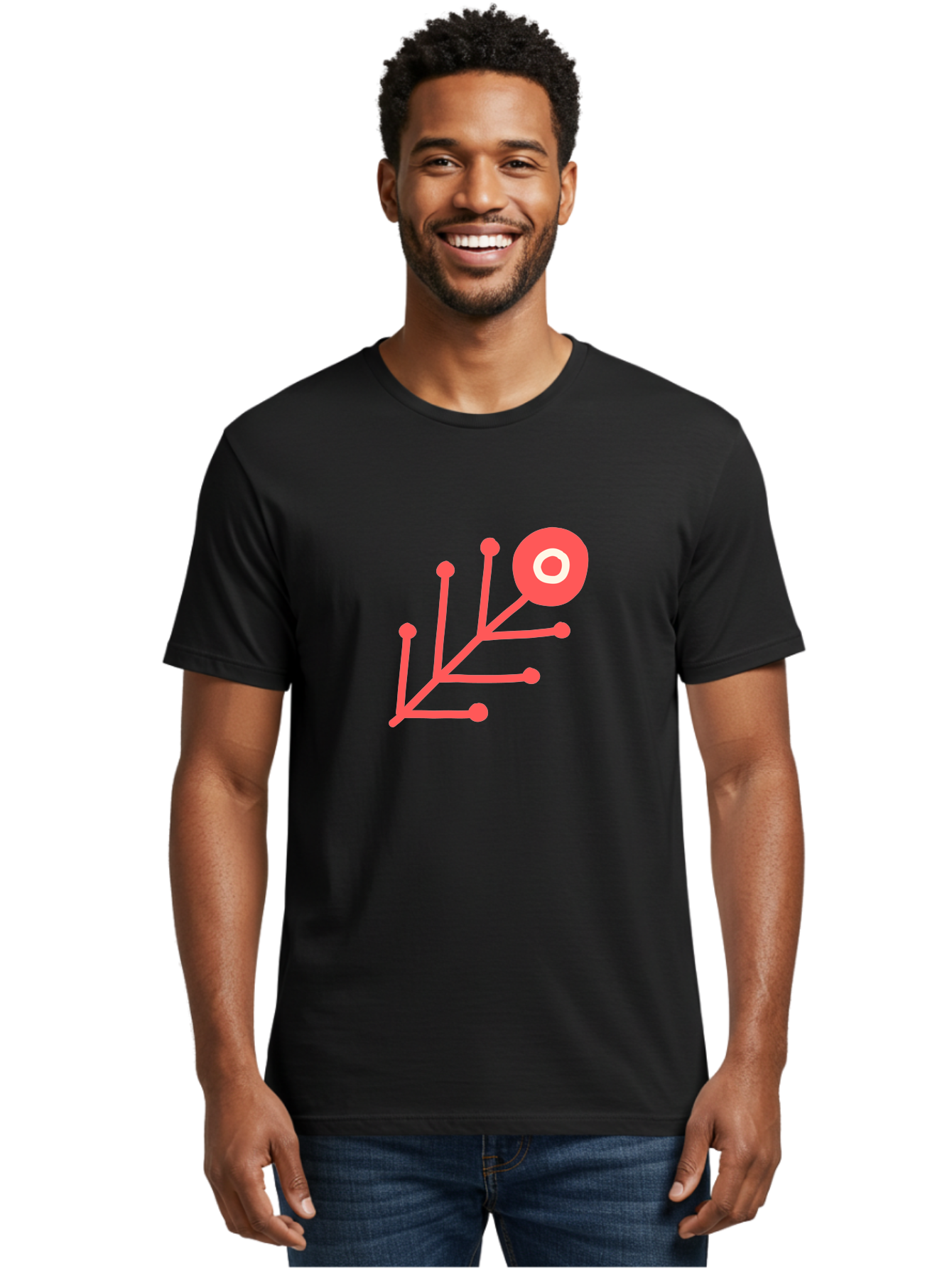 Target-Logo Men'S Graphic Tee, 100% Cotton, Comfortable Casual Summer Wear, Machine Washable, Red Lines, Branching Pattern, Geometric Shape, Modern Design, Abstract Art, Futuristic Style, Minimalist Graphic Aab802
