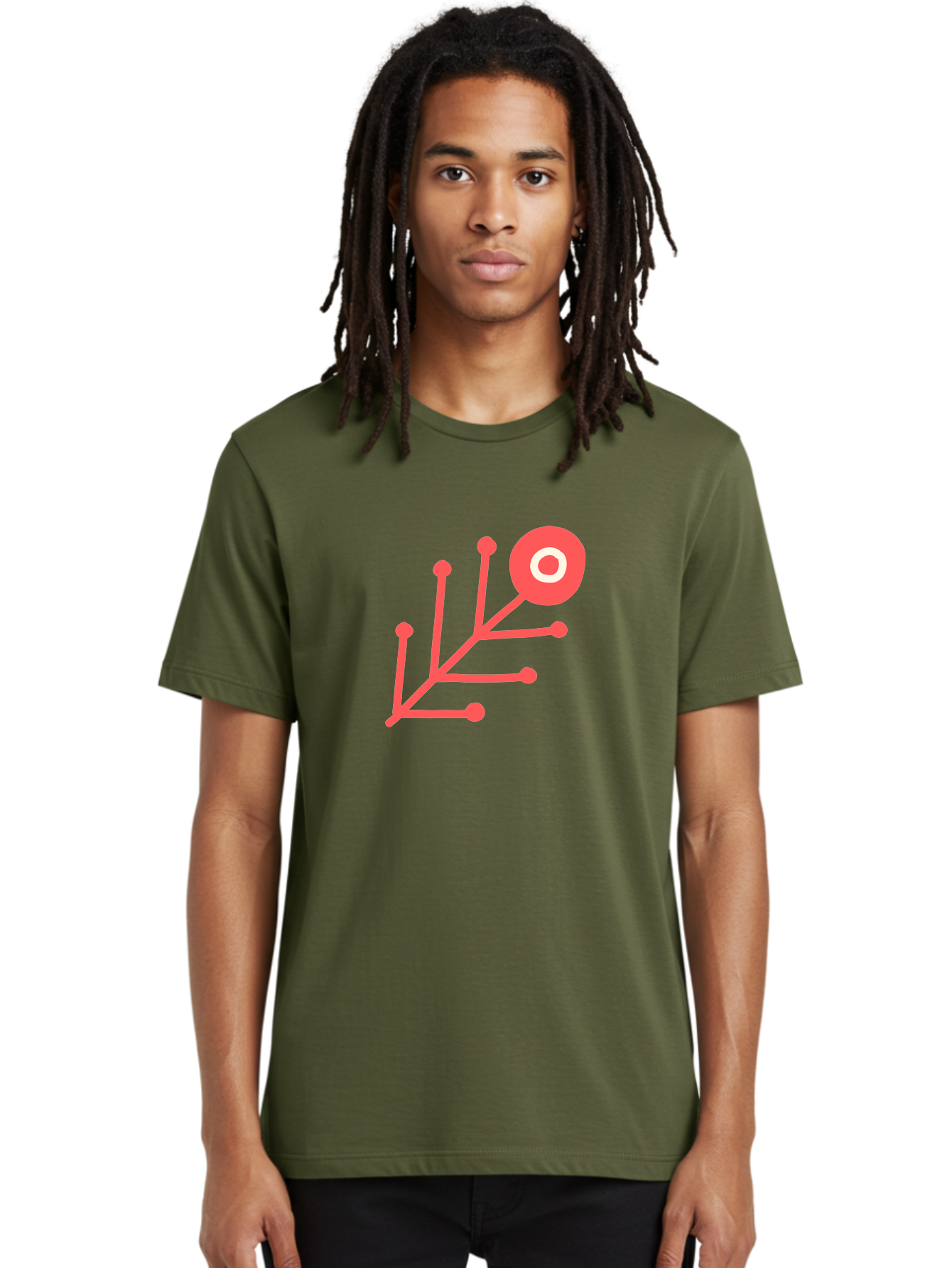 Target-Logo Men'S Graphic Tee, 100% Cotton, Comfortable Casual Summer Wear, Machine Washable, Red Lines, Branching Pattern, Geometric Shape, Modern Design, Abstract Art, Futuristic Style, Minimalist Graphic Aab802