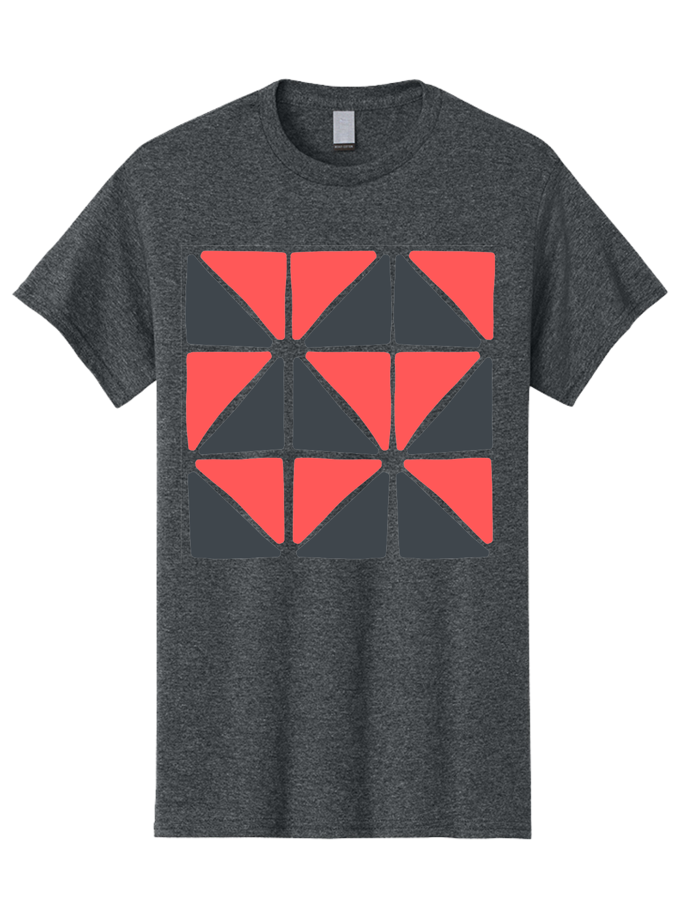 Triangles-Pattern Men'S Graphic Tee, 100% Cotton, Comfortable Casual Summer Wear, Machine Washable, Geometric Pattern, Pink And Gray Triangles, Modern Design, Abstract Art, Symmetrical Shapes, Graphic Elements, Digital Design Aab806