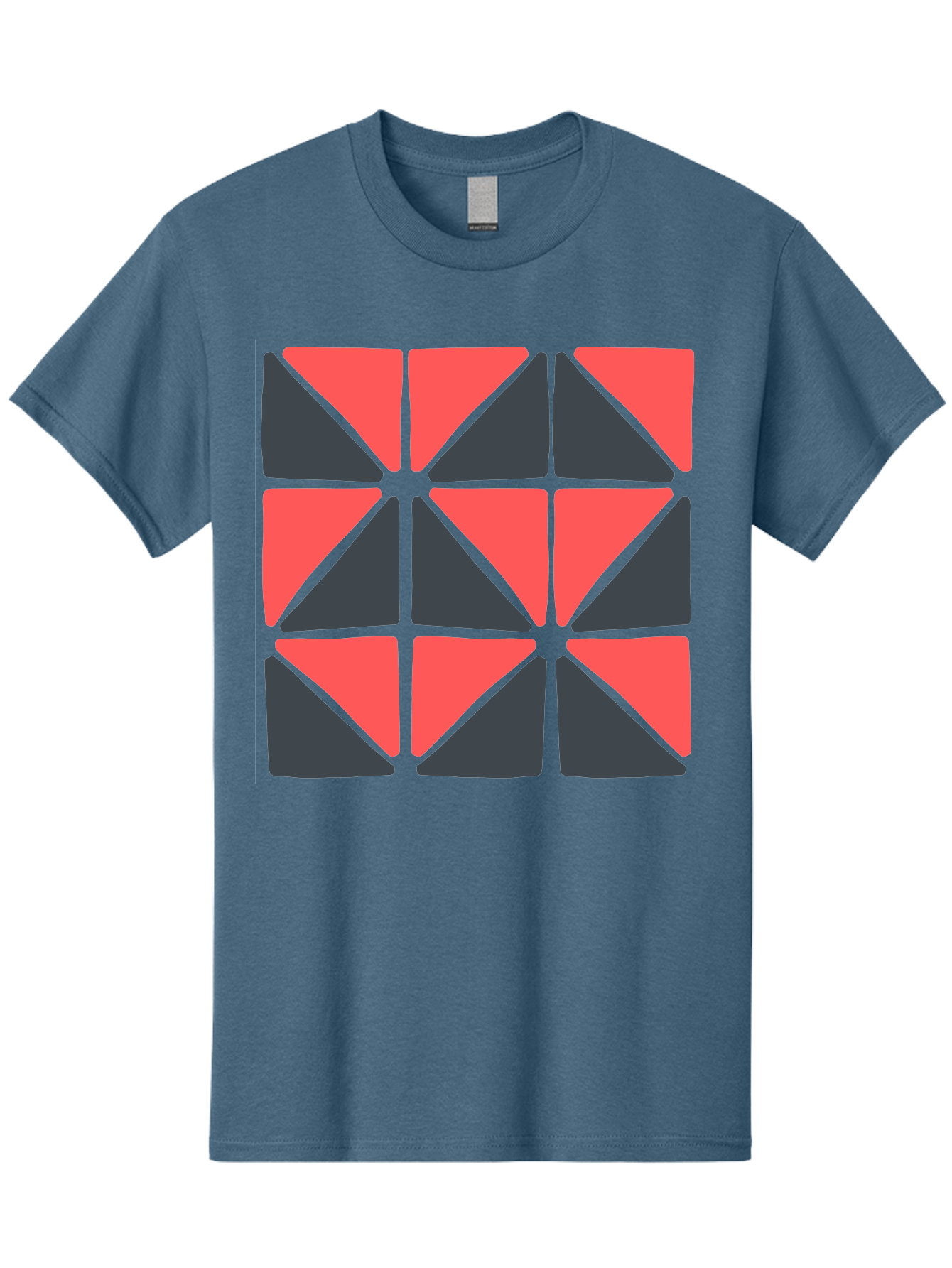 Triangles-Pattern Men'S Graphic Tee, 100% Cotton, Comfortable Casual Summer Wear, Machine Washable, Geometric Pattern, Pink And Gray Triangles, Modern Design, Abstract Art, Symmetrical Shapes, Graphic Elements, Digital Design Aab806