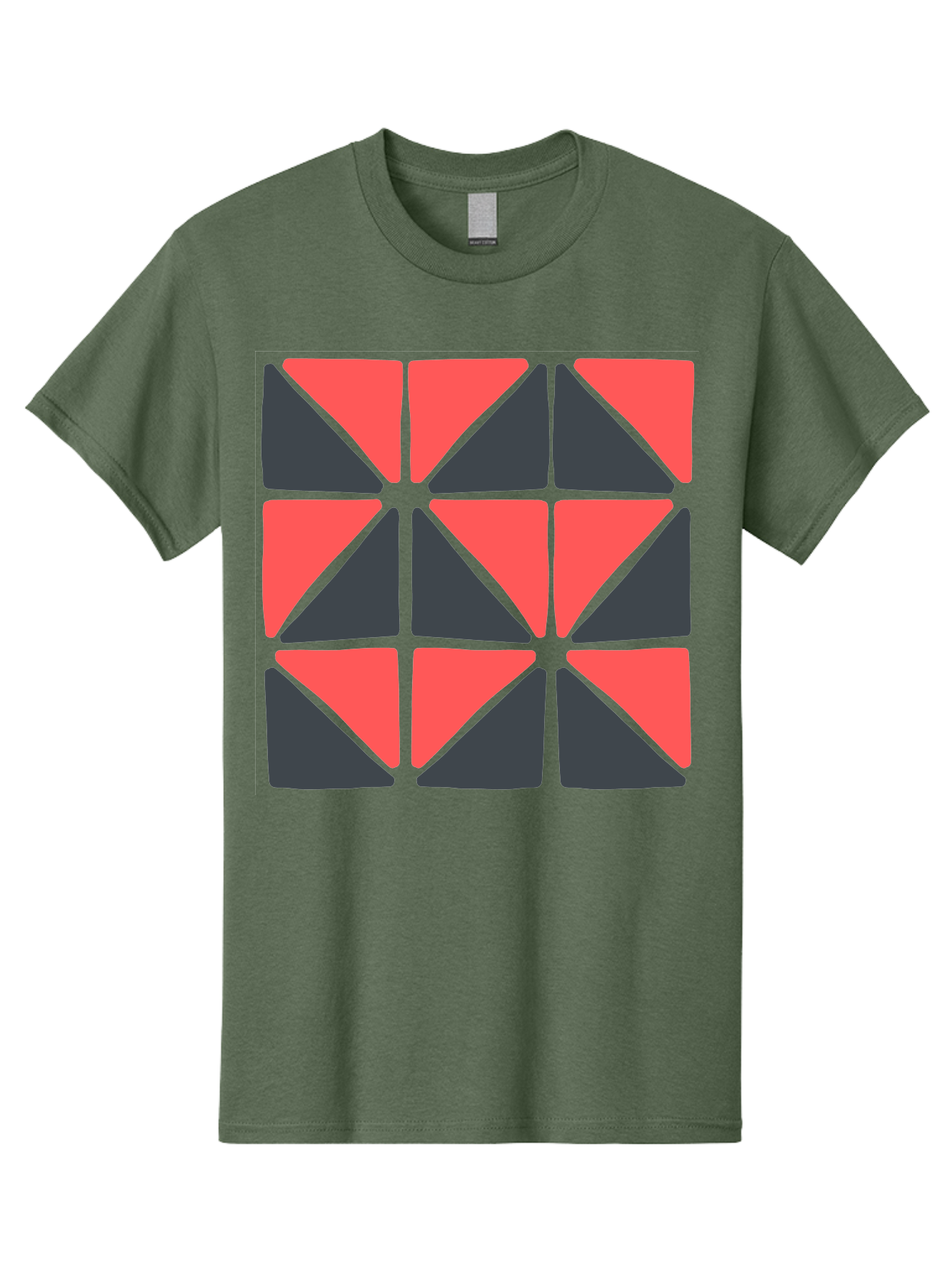 Triangles-Pattern Men'S Graphic Tee, 100% Cotton, Comfortable Casual Summer Wear, Machine Washable, Geometric Pattern, Pink And Gray Triangles, Modern Design, Abstract Art, Symmetrical Shapes, Graphic Elements, Digital Design Aab806