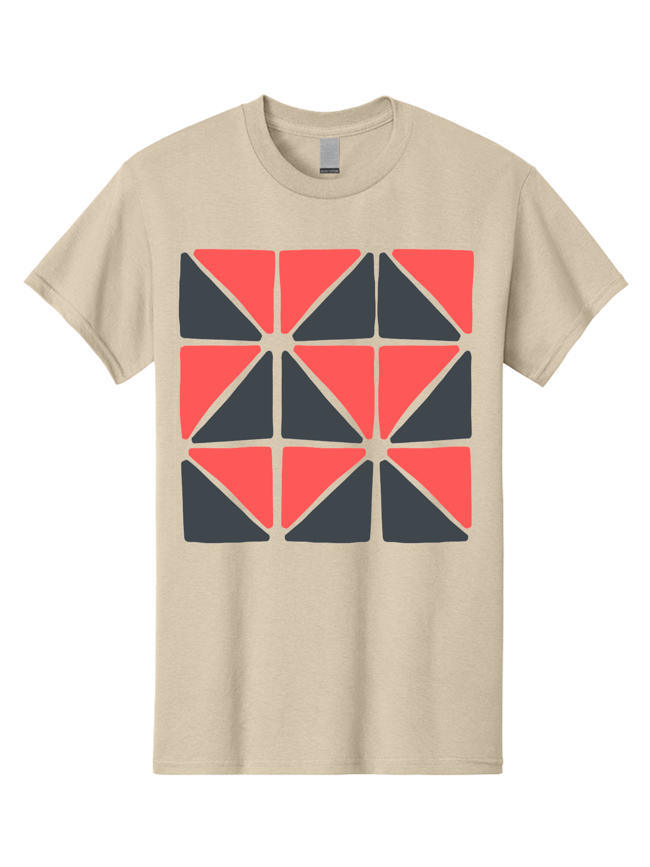 Triangles-Pattern Men'S Graphic Tee, 100% Cotton, Comfortable Casual Summer Wear, Machine Washable, Geometric Pattern, Pink And Gray Triangles, Modern Design, Abstract Art, Symmetrical Shapes, Graphic Elements, Digital Design Aab806