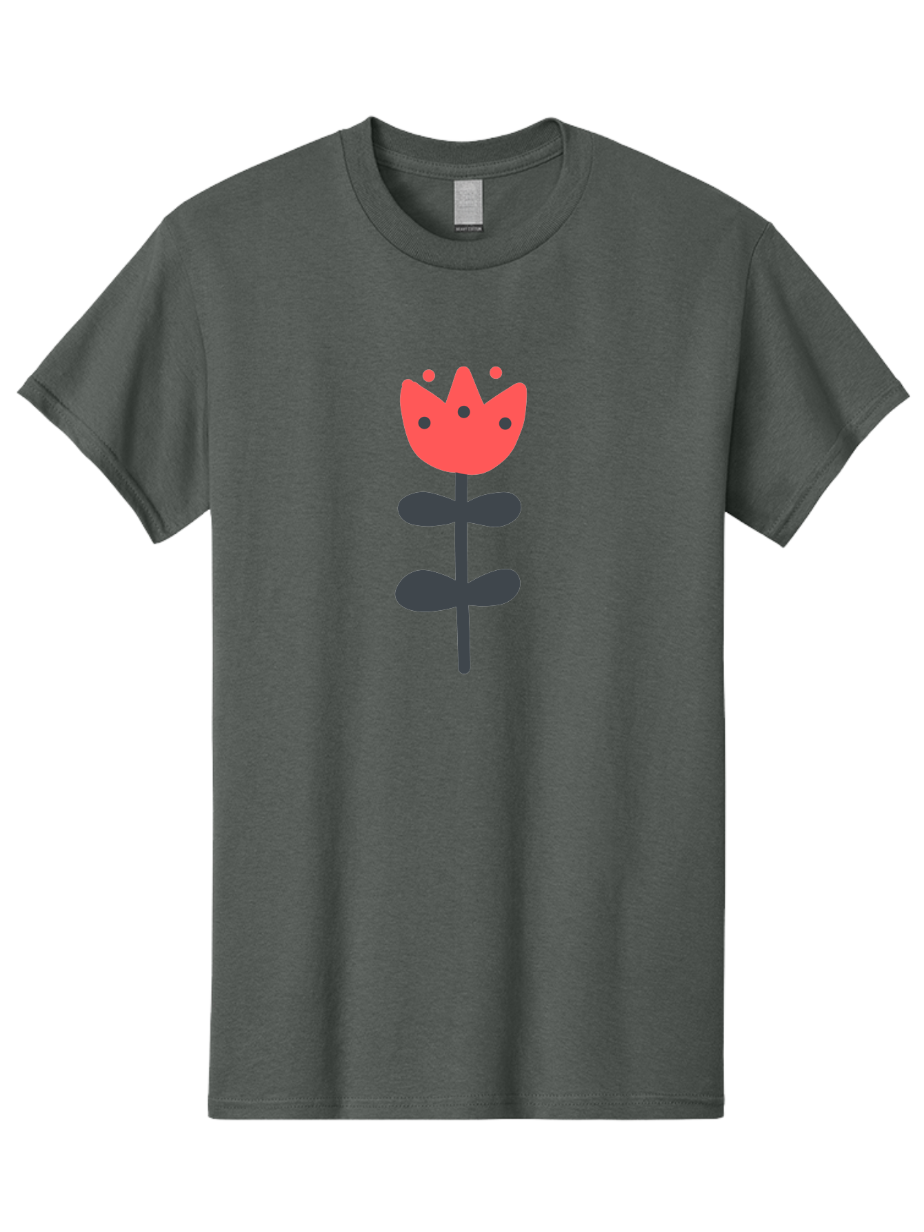 Tulip-1 Men'S Graphic Tee, 100% Cotton, Comfortable Casual Summer Wear, Machine Washable, Stylized Tulip, Cartoon Flower, Simple Design, Minimalist Art, Floral Illustration, Red Petals, Black Leaves, Cute Graphics, Modern Iconography, Aab808
