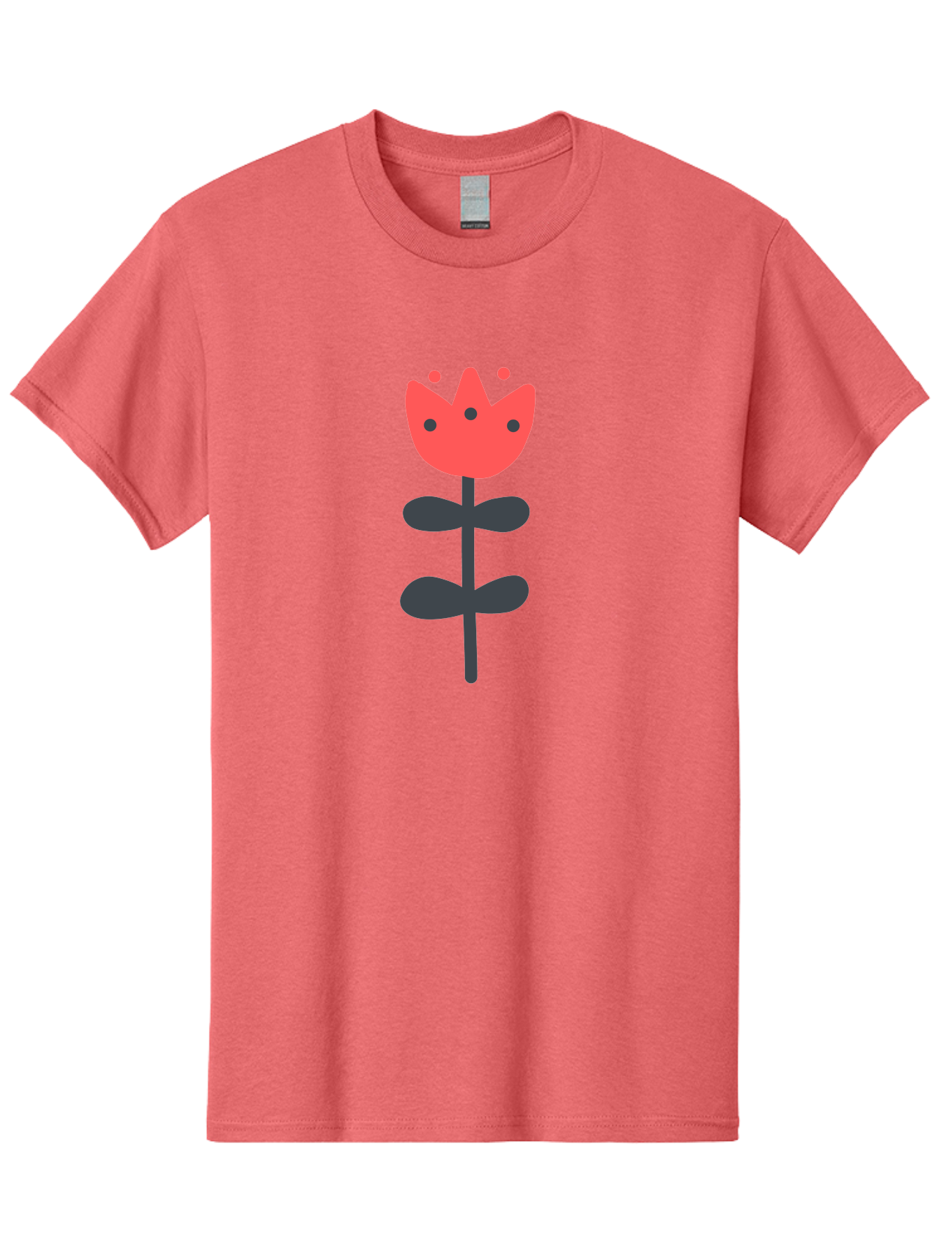 Tulip-1 Men'S Graphic Tee, 100% Cotton, Comfortable Casual Summer Wear, Machine Washable, Stylized Tulip, Cartoon Flower, Simple Design, Minimalist Art, Floral Illustration, Red Petals, Black Leaves, Cute Graphics, Modern Iconography, Aab808