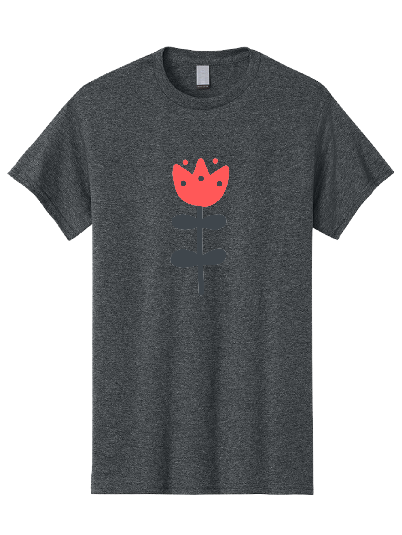 Tulip-1 Men'S Graphic Tee, 100% Cotton, Comfortable Casual Summer Wear, Machine Washable, Stylized Tulip, Cartoon Flower, Simple Design, Minimalist Art, Floral Illustration, Red Petals, Black Leaves, Cute Graphics, Modern Iconography, Aab808