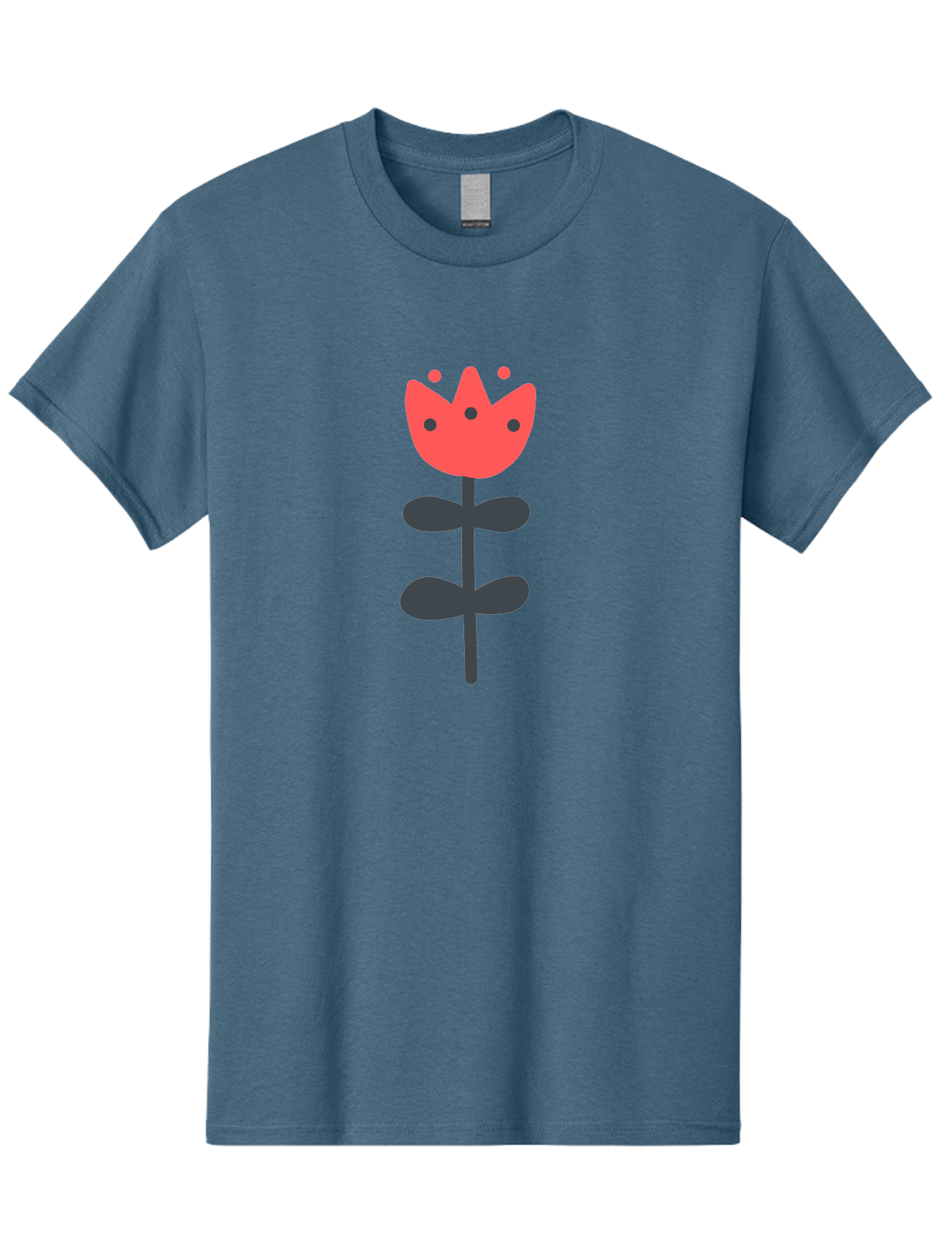 Tulip-1 Men'S Graphic Tee, 100% Cotton, Comfortable Casual Summer Wear, Machine Washable, Stylized Tulip, Cartoon Flower, Simple Design, Minimalist Art, Floral Illustration, Red Petals, Black Leaves, Cute Graphics, Modern Iconography, Aab808
